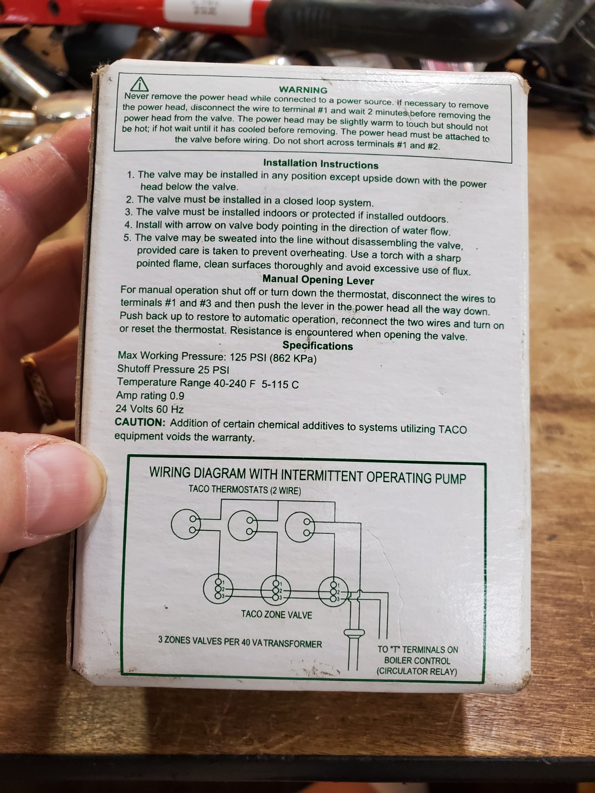 Taco 571-2 Gold Series Zone Valve, 2-Way 3/4-Inch Sweat, New in Box