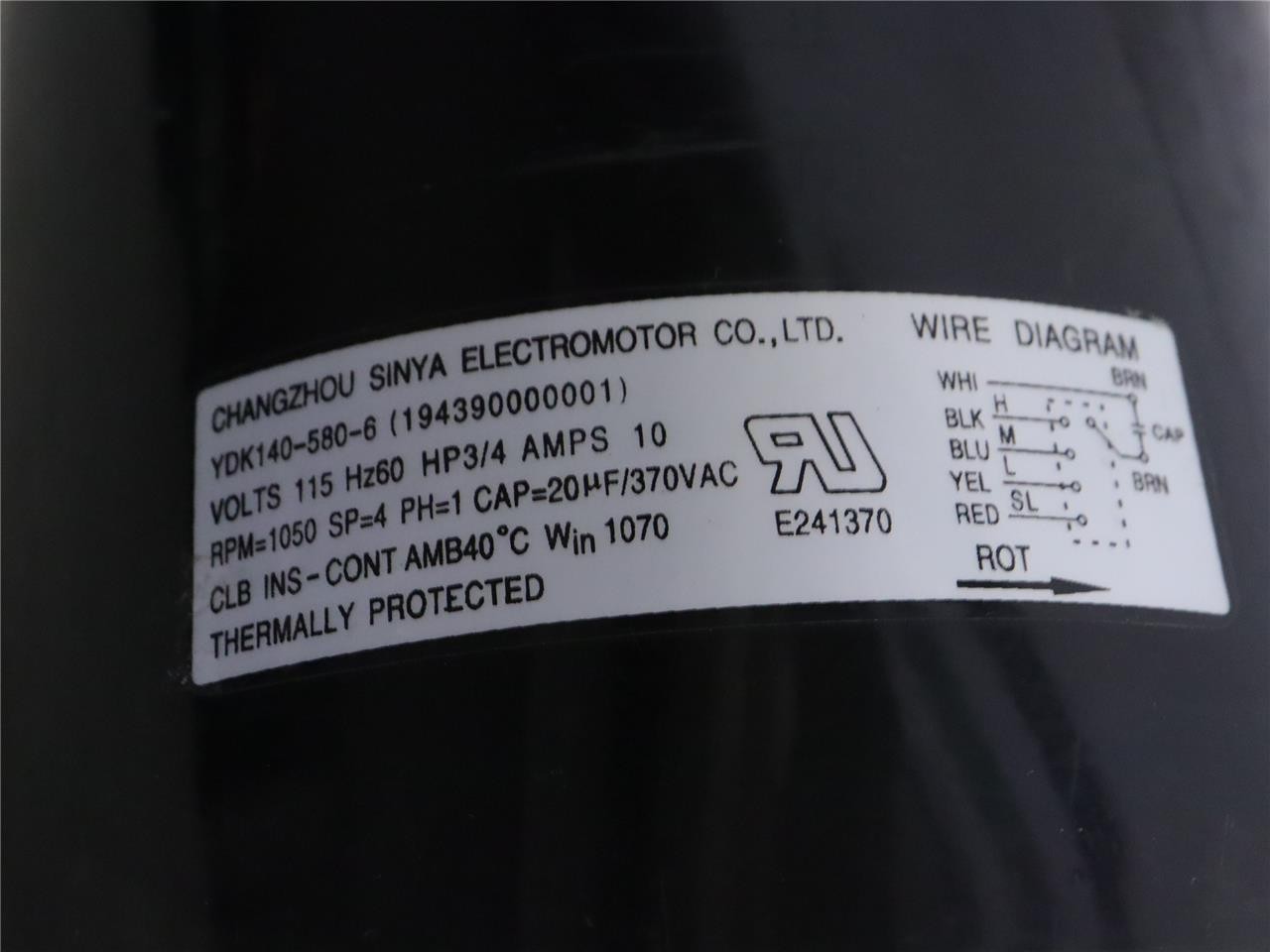 CHANGZHOU SINYA YDK140-580-6 3/4HP 115V 4SPD Blower Motor 194390000001