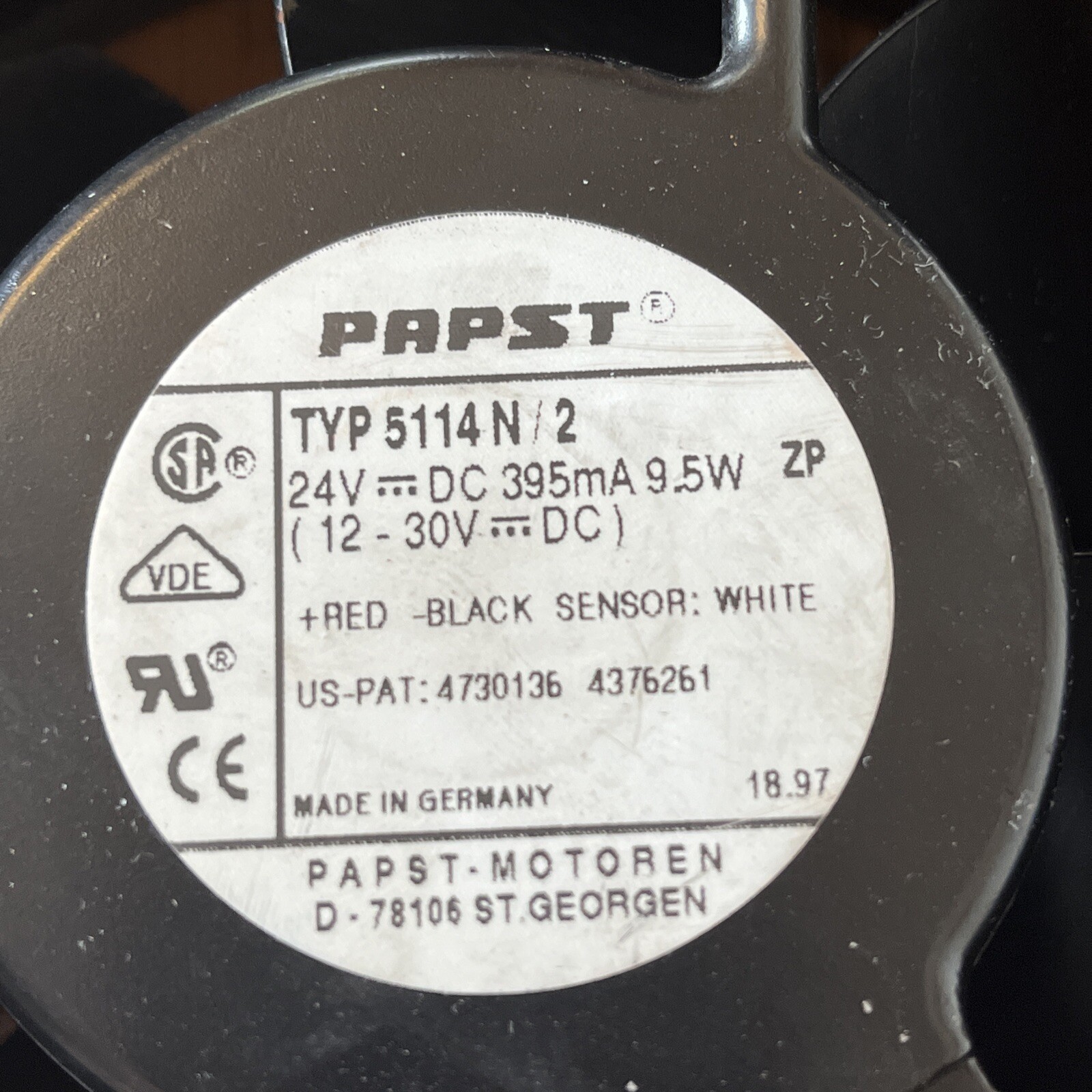 PAPST Motoren Typ 5114 N/2 24V FAN Germany All Metal (Used) Qty-1 Free Ship!