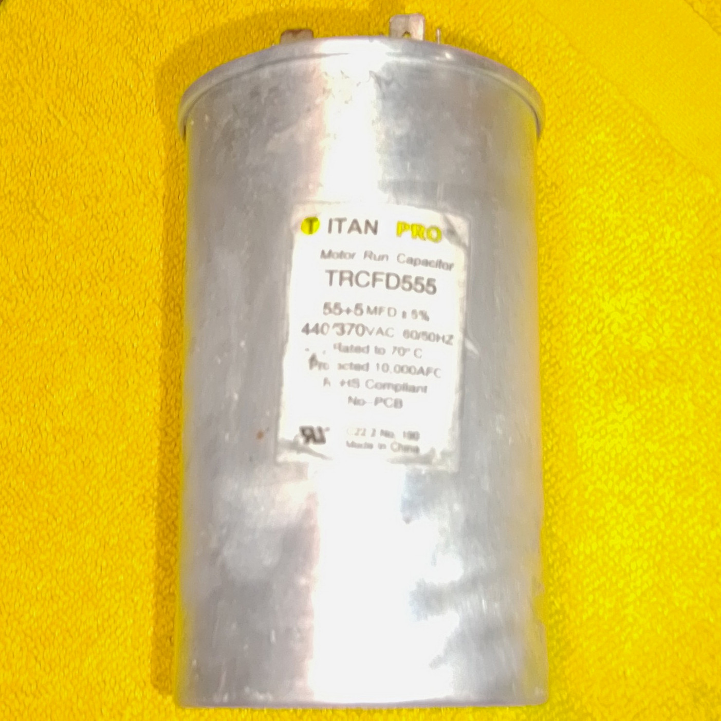 Titan Pro TRCFD555 Motor Run Capacitor 55+5 MFD 440/370VAC 10,000 AFC