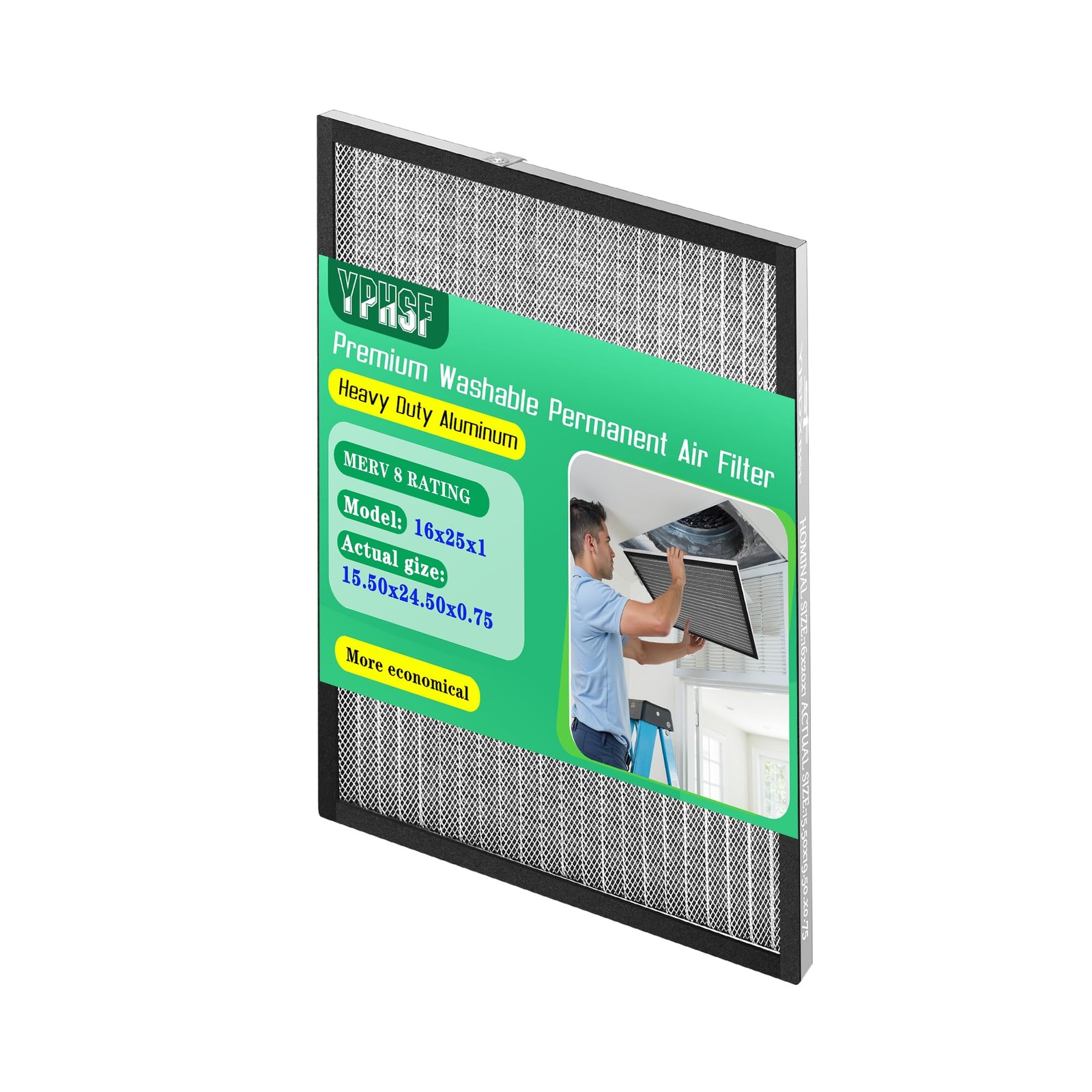 Yphsf 16X25X1 Air Filter Merv-8 Rated Electrostatic Filter 1 Pack. Furnace