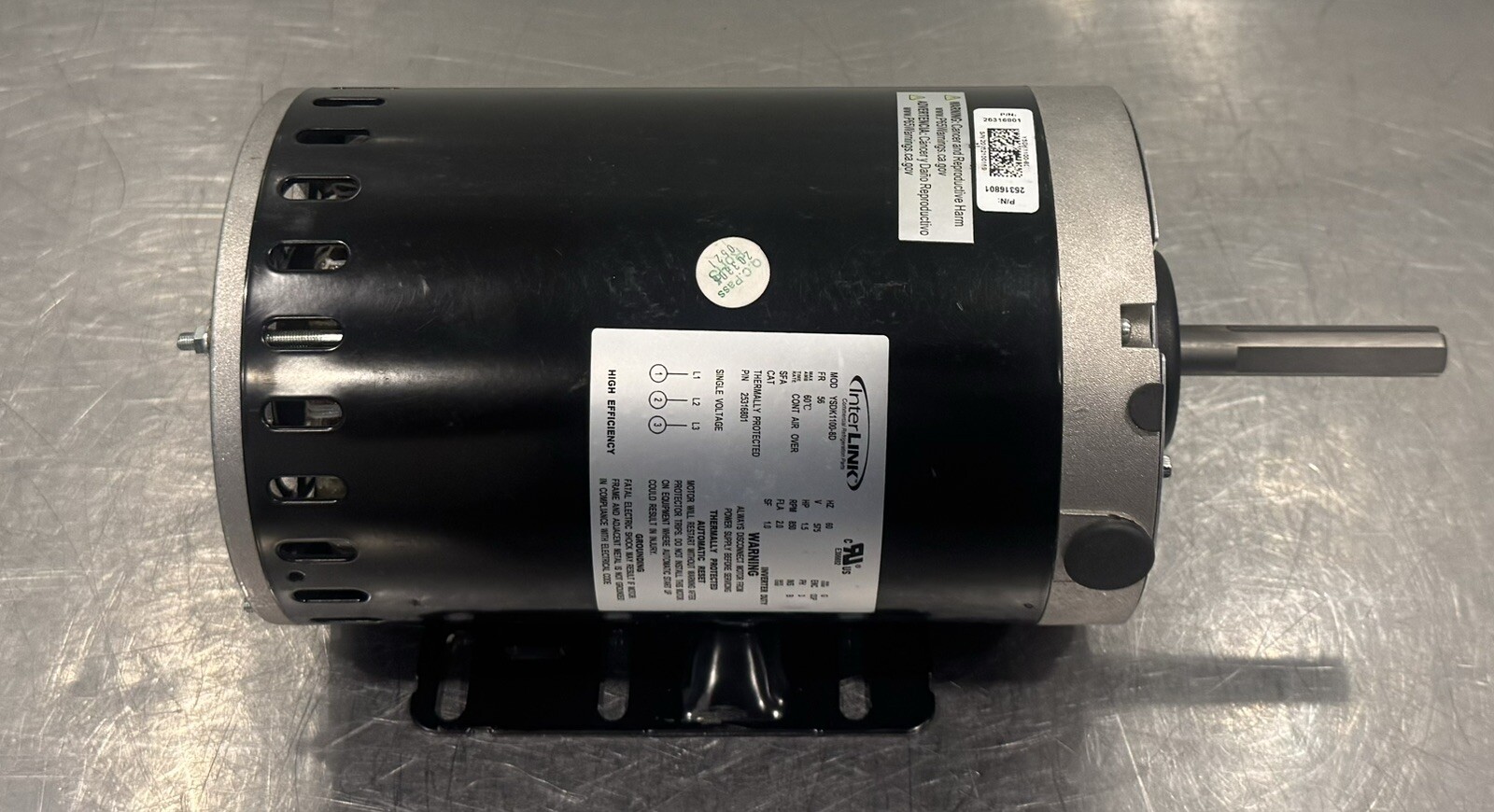 Interlink YSDK1100-8D Refrigeration Motor 1.5 HP 850 RPM Heatcraft 25316801 NEW!