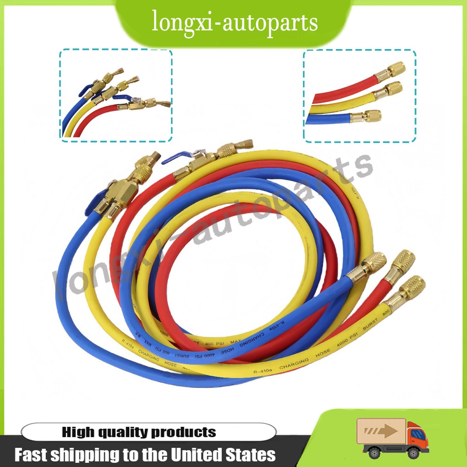 NEW For Yellow Jacket 29986 Plus II 72″ HVAC Charging Hose Set 1/4″ (3-Pack) USA
