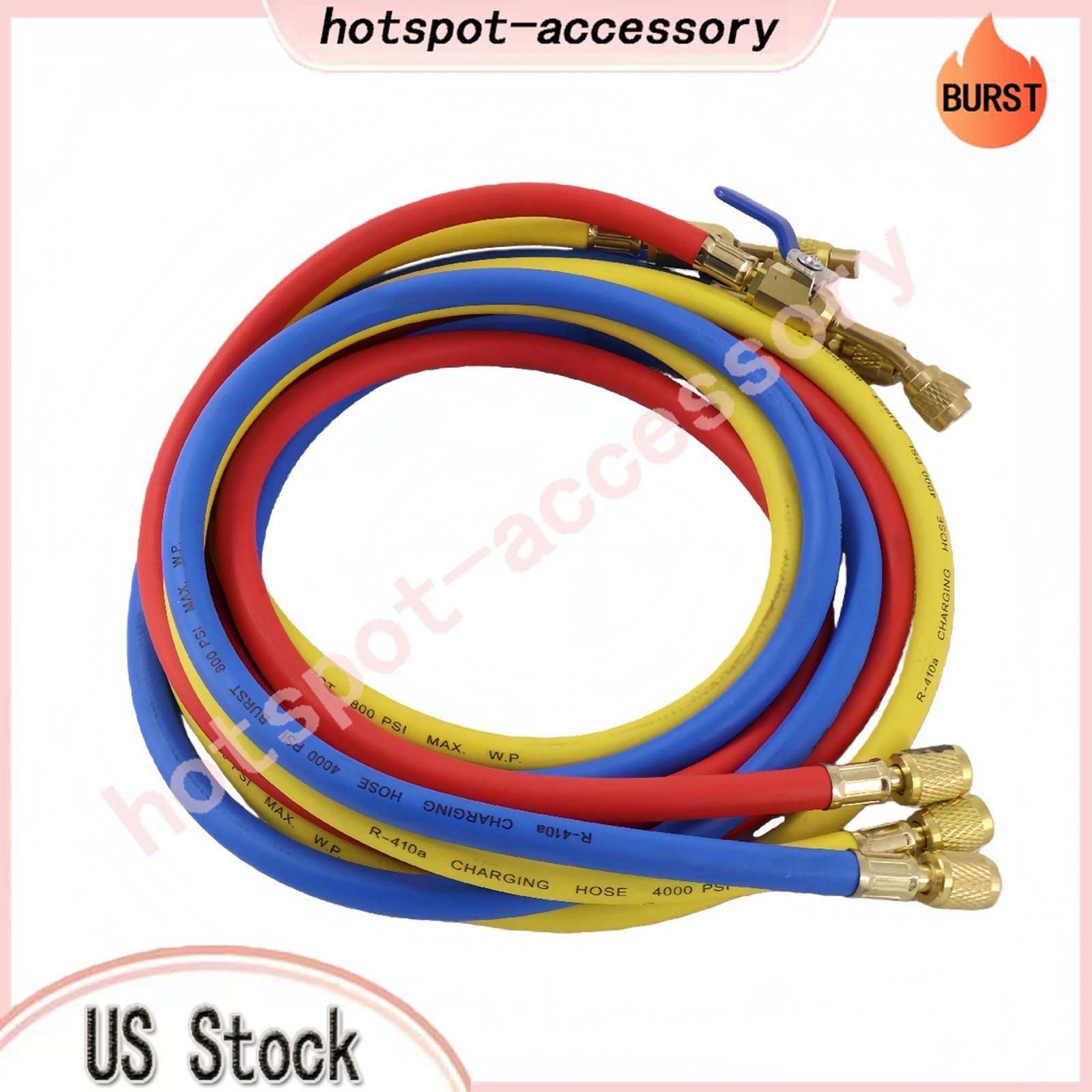 3Pack 29986 Plus II 1/4″ Hose with Compact Ball Valve 72″ Fits R-410A Refrige US