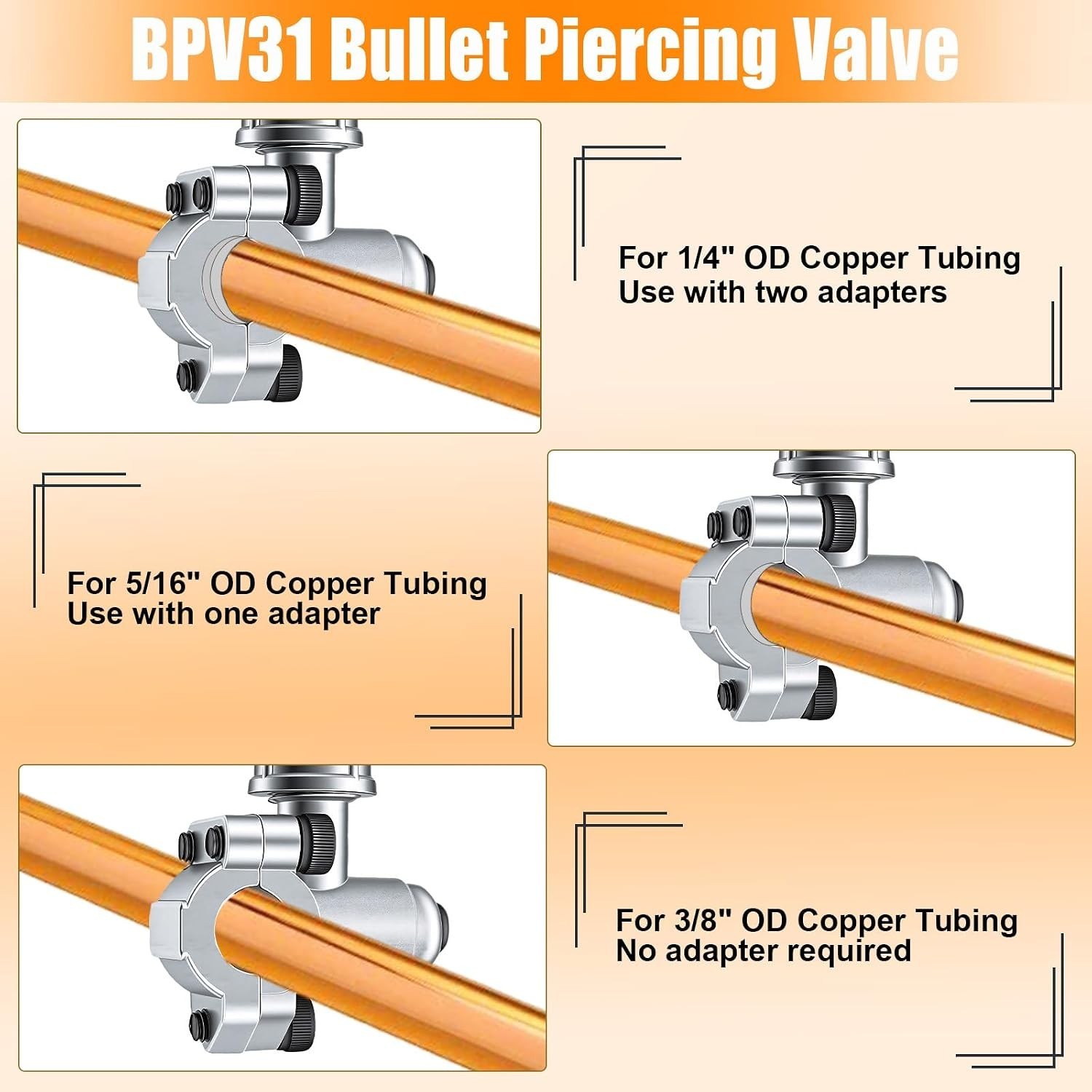 4 Pack BPV31 Bullet Piercing Valve 1/4 5/16 3/8 AC Refrigerator Tap