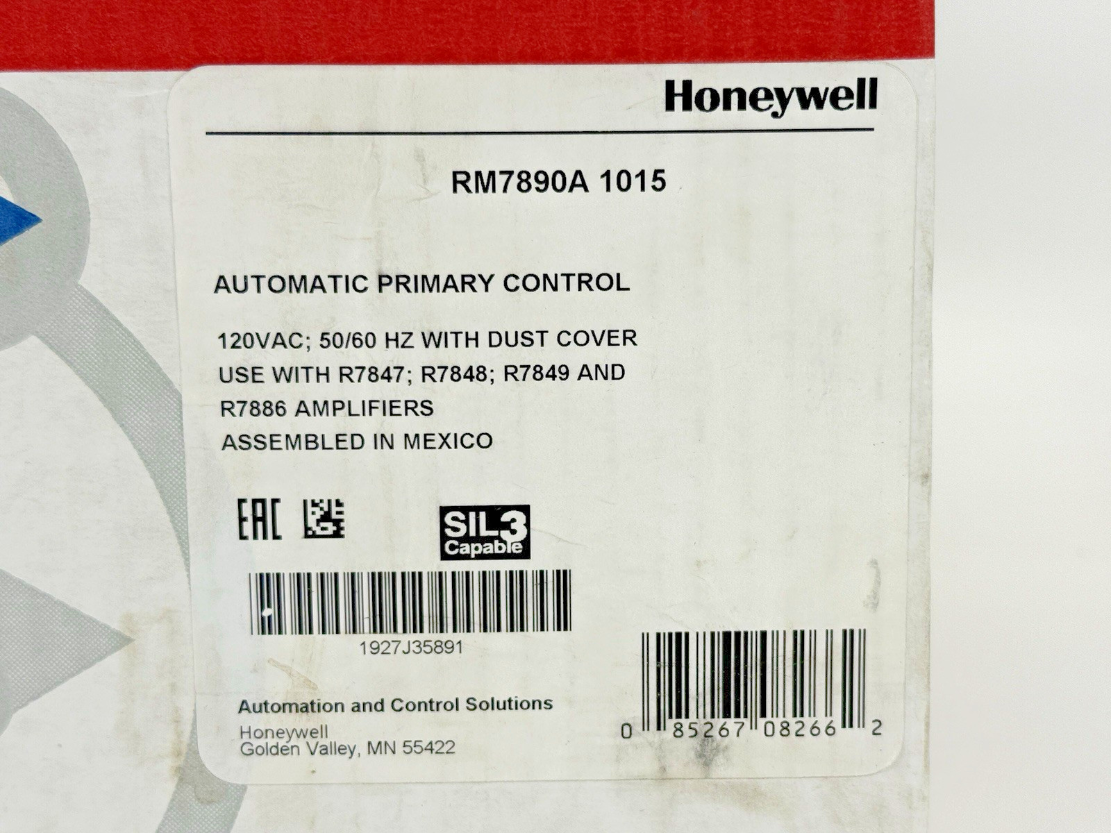 HONEYWELL – RM7890 A 1015 – ULTRAVIOLET FLAME AMPLIFIER – BURNER CONTROL
