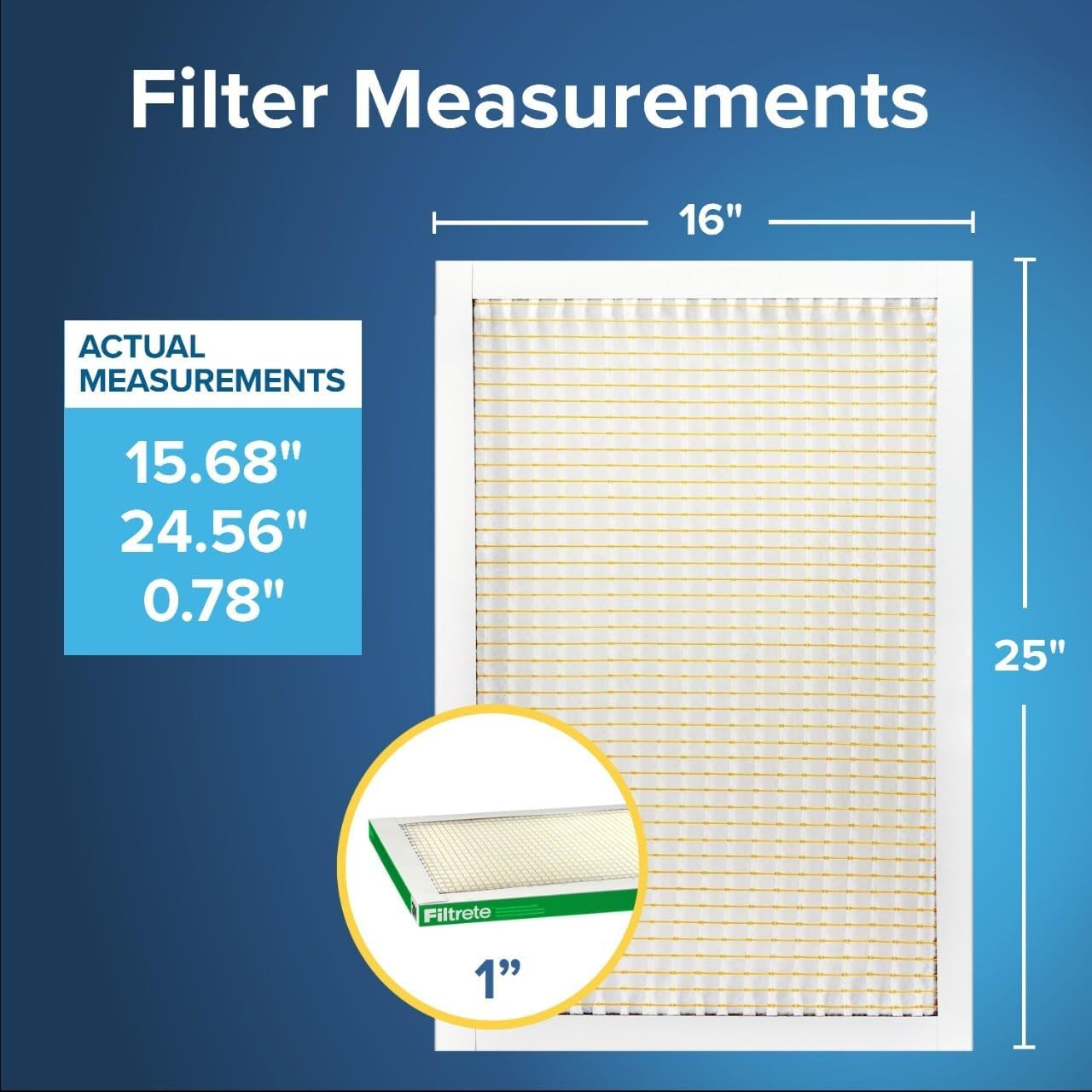 Filtrete 16x25x1 Air Filter, MPR 700, 16" x 25" x 1", White