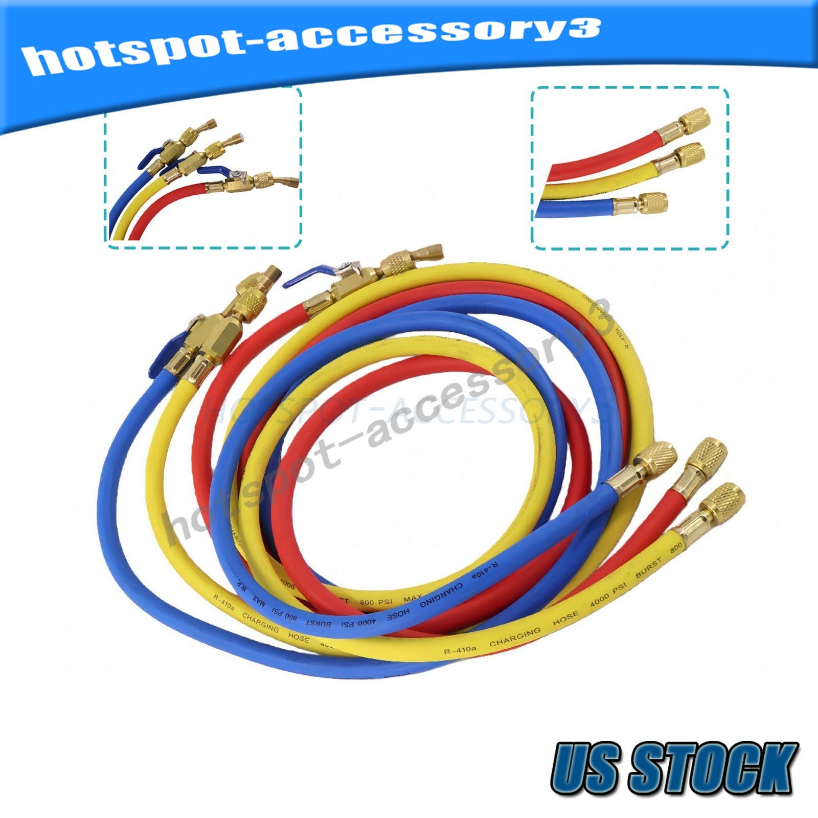 For 29986 Plus II 72″ HVAC Charging Hose Set 1/4″ (3-Pack) USA