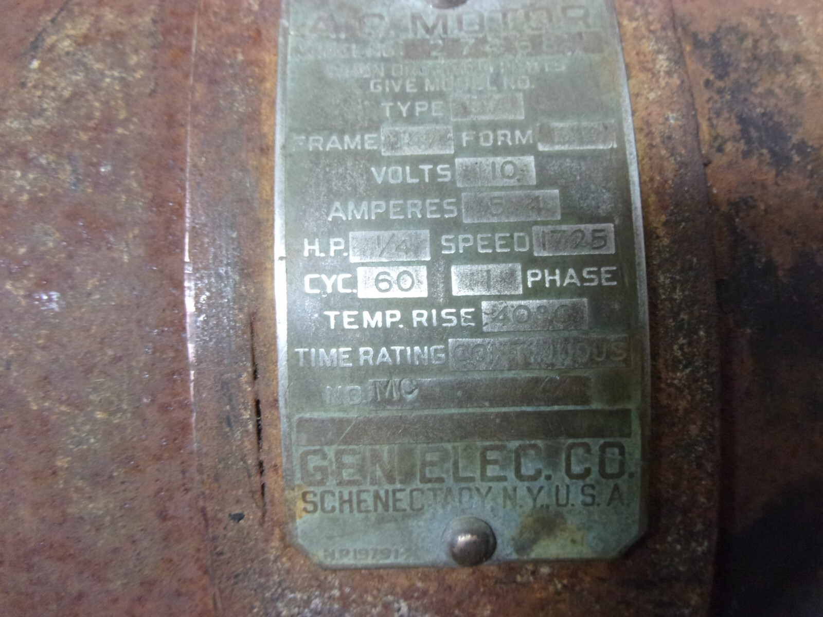 Vtg GE 1/4 HP Electric Motor 1725 Rpm 110 Vac Scroll Saw 1/2″ Shaft Cast Iron US