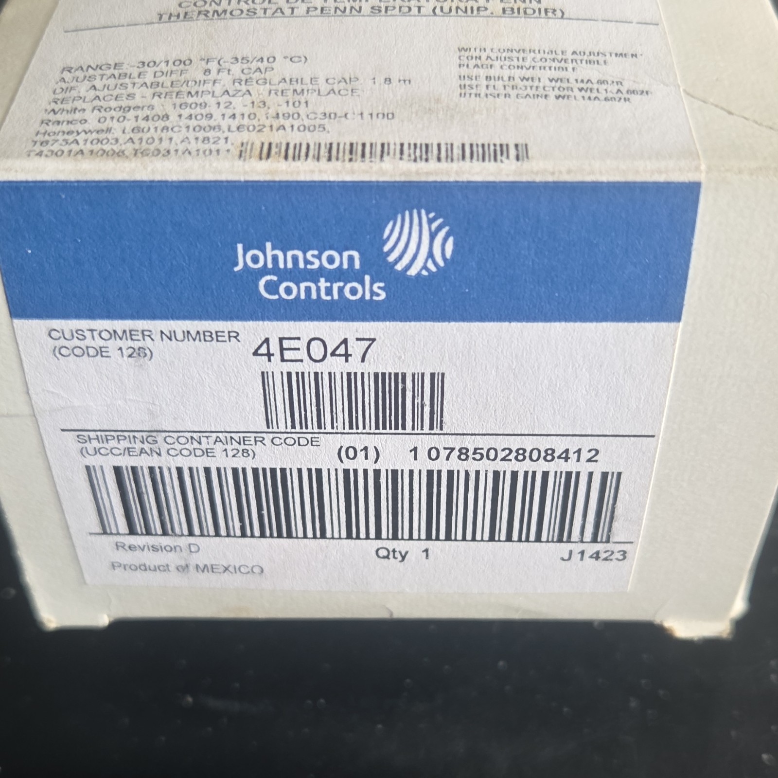 Johnson Controls PENN A19ABC-24E Non-Programmable Dial Thermostat w/ Bulb