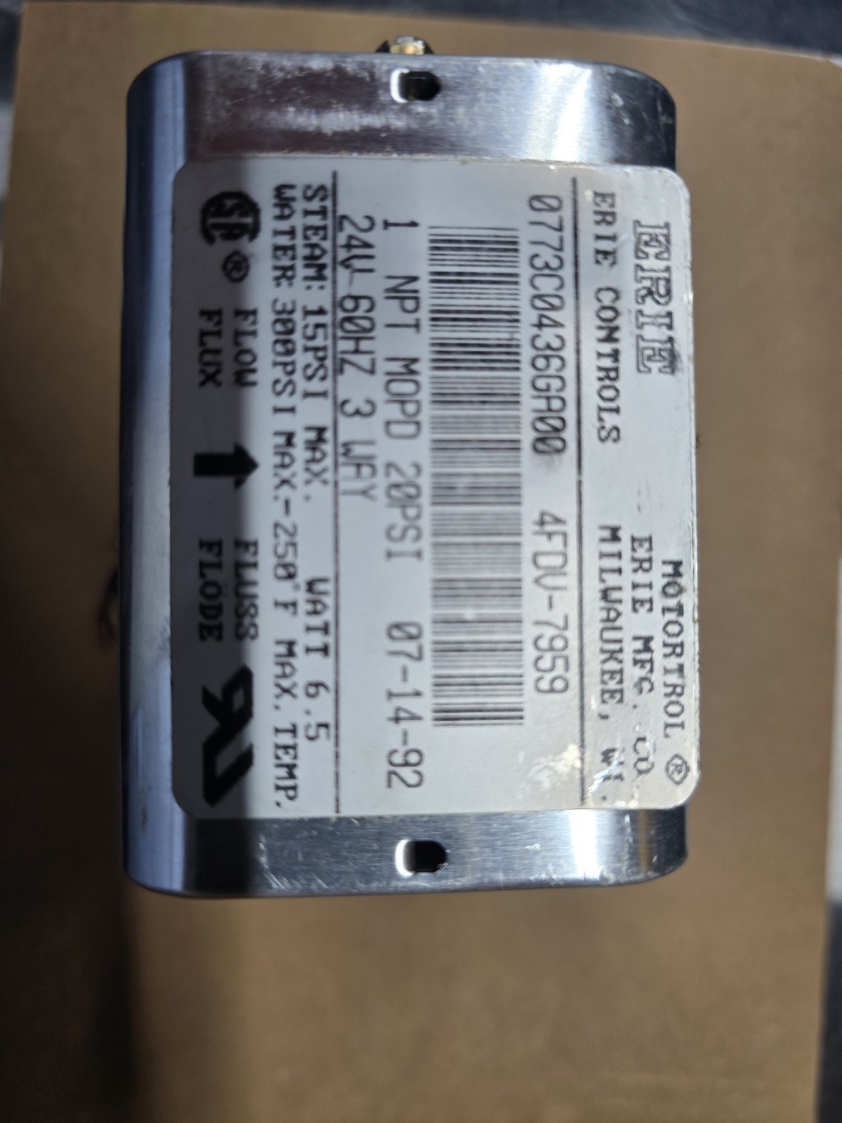 Erie Controls , 3-way Valve 0773C0436GA00 A7736.001.156 **Brand NEW***