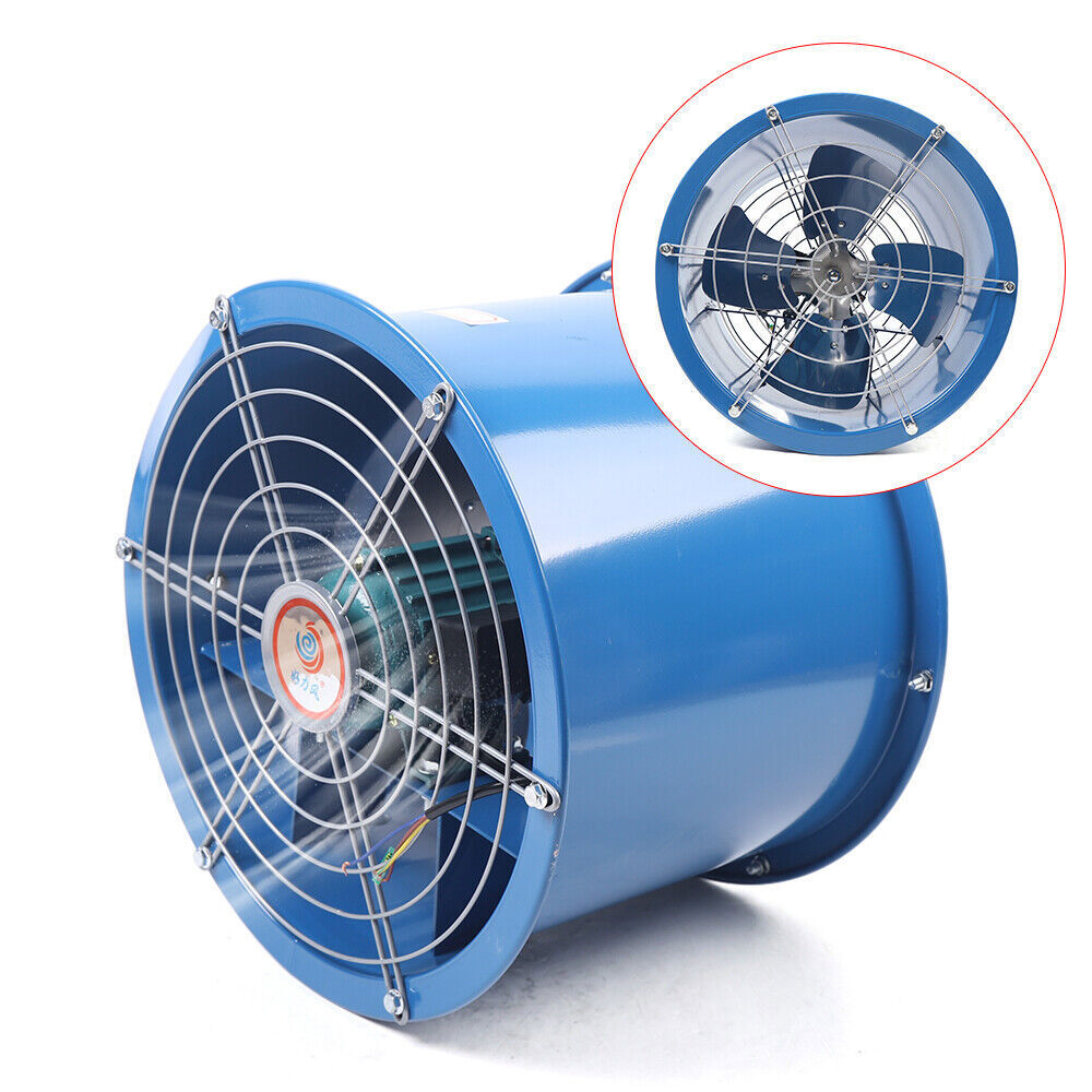 10″ 250W Cylinder Pipe Fan Flow Fan W/ Silent Ball Bearing Stainless Steel Blade