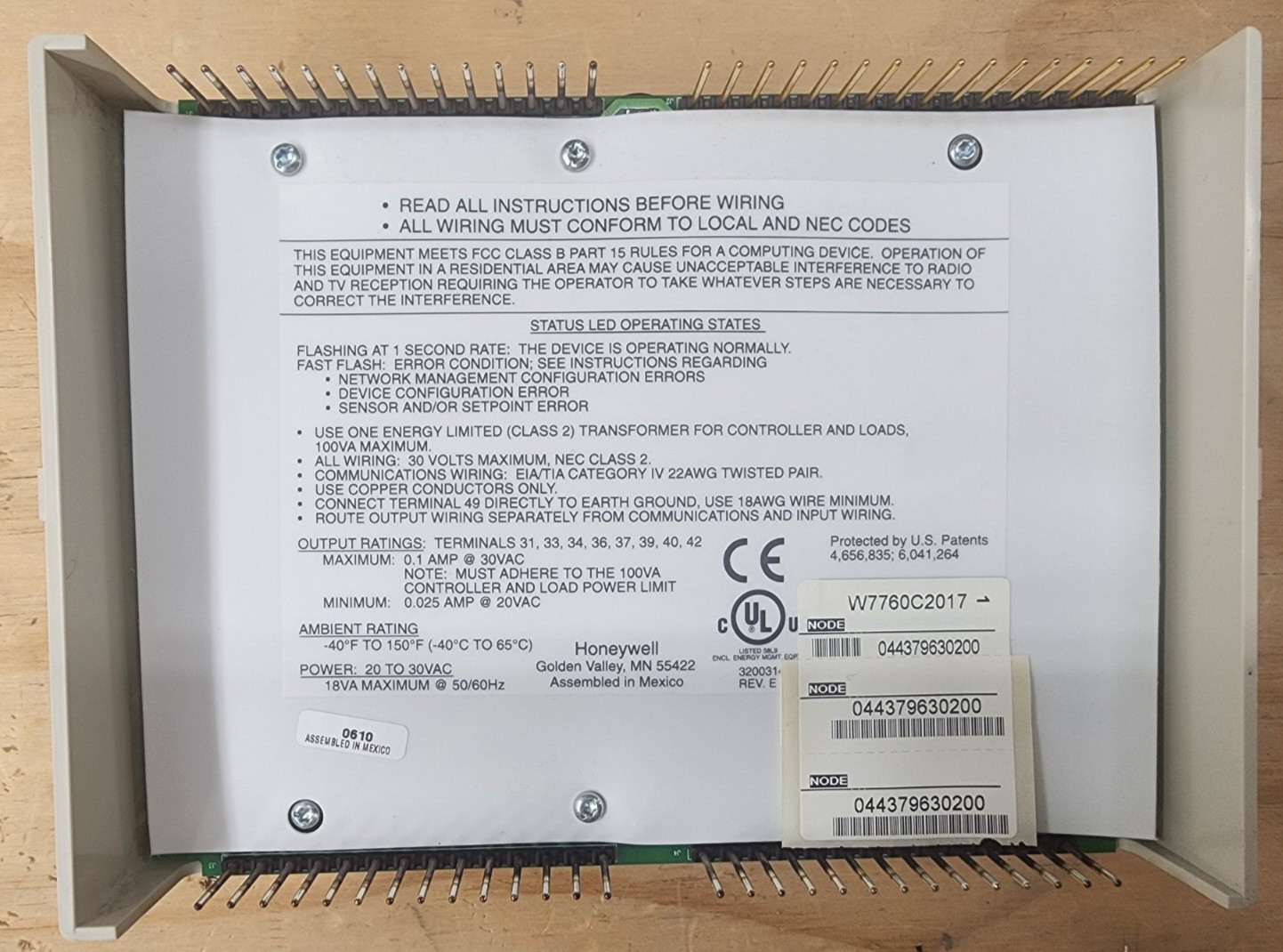 Honeywell Excel 15 W7760C2017 LON Unit Controller with Subbase