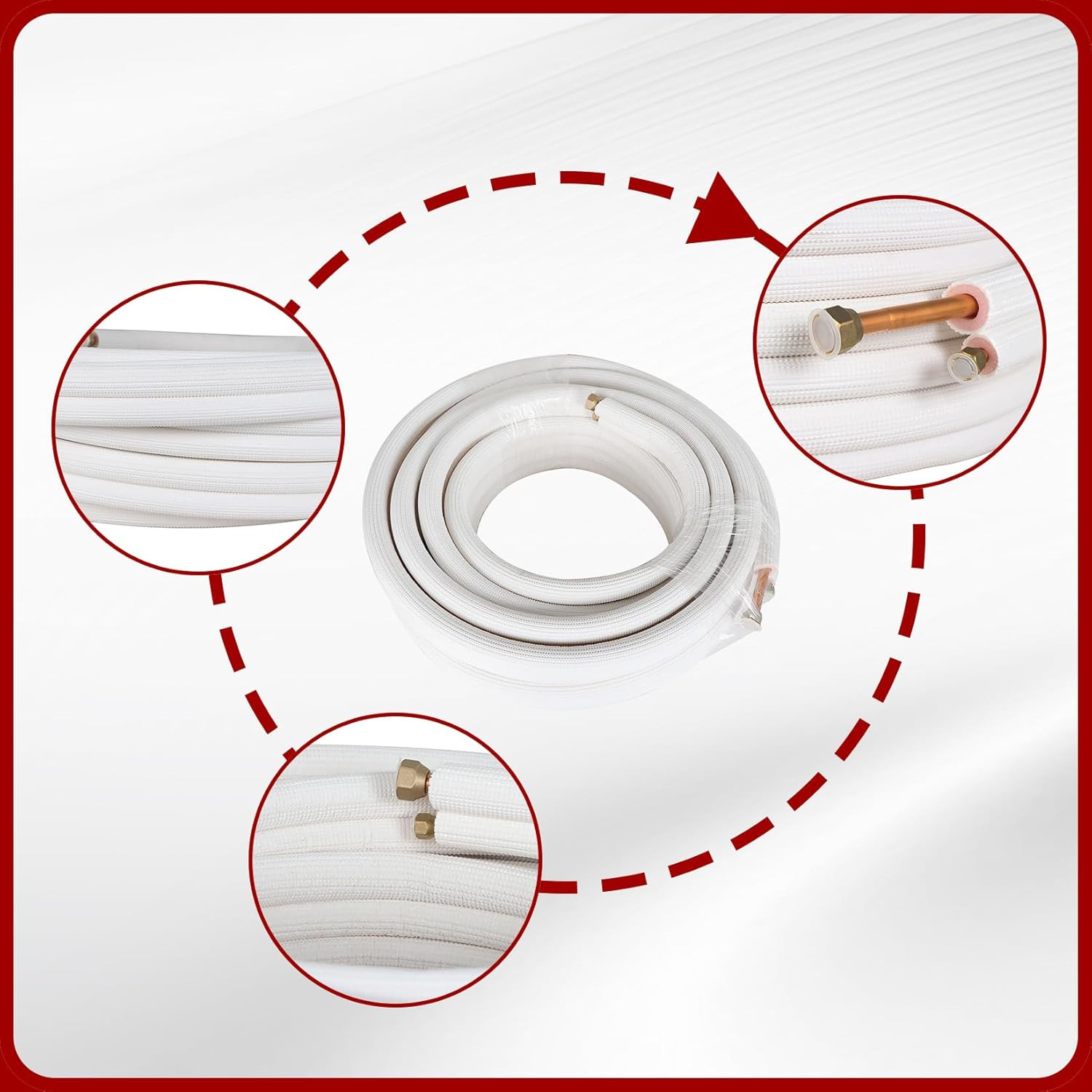 50FT Insulated Copper Hose for Mini Split AC – 1/4 & 3/8 Inch Extension Kit
