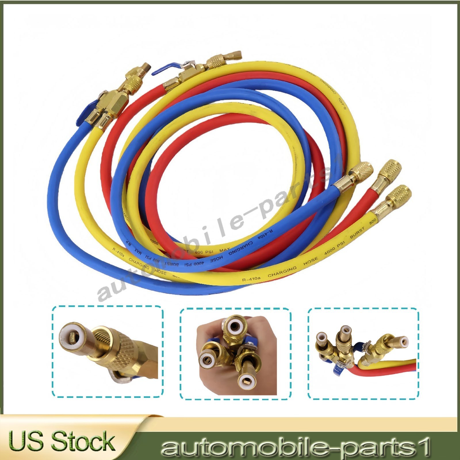 NEW For 29986 Plus II 72″ HVAC Charging Hose Set 1/4″ (3-Pack) USA