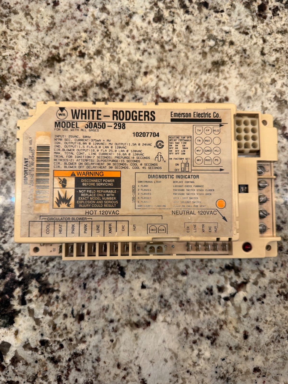 White Rodgers 50A50-298 Furnace Control Circuit board 10207704 GUARANTEED