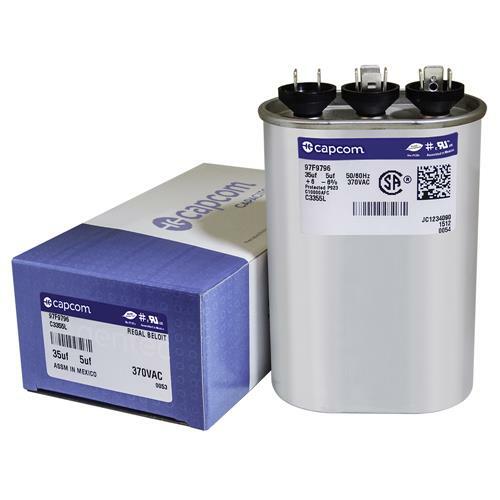 Genteq GE Oval Dual Capacitor 35/5 uf MFD 370 volt 97F9796 C3355L 97F9685