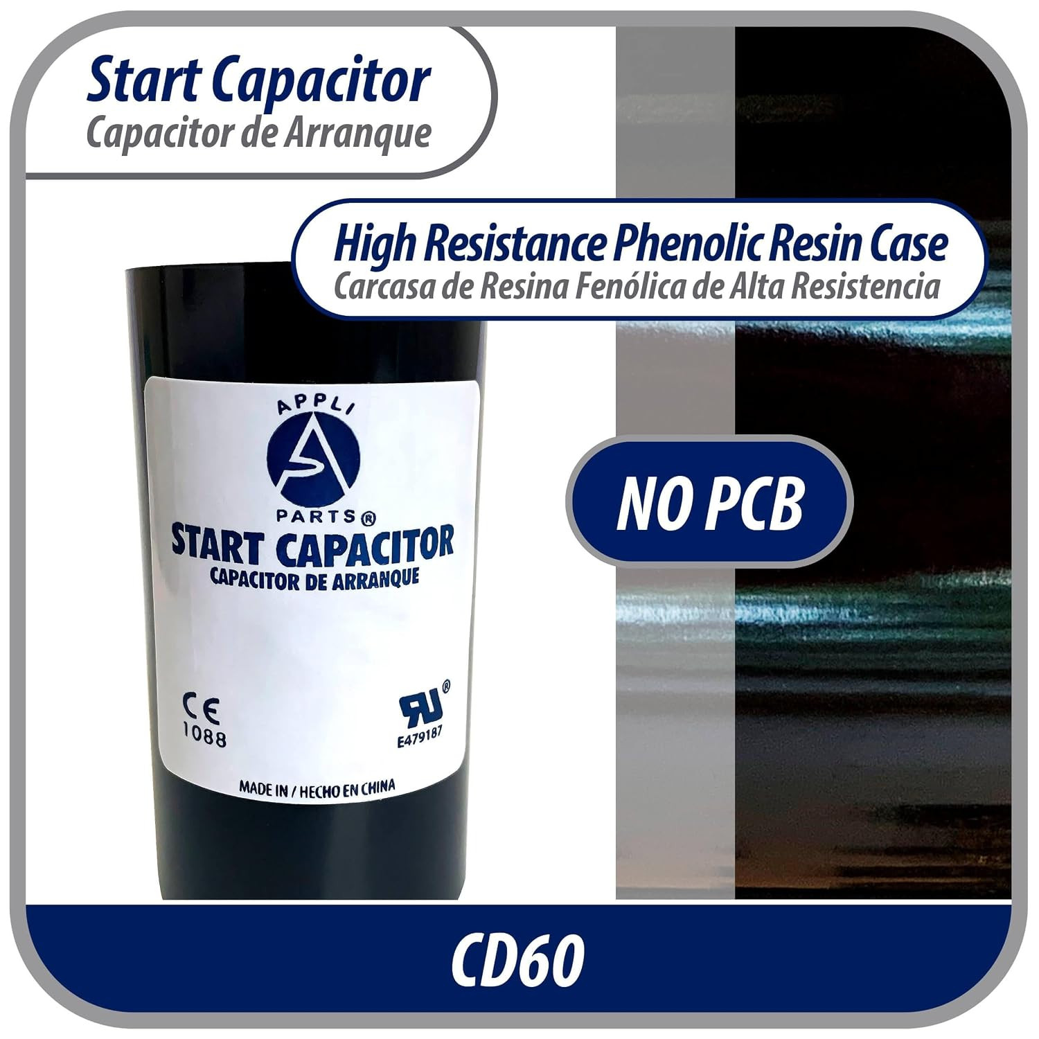 Appli Parts CON-378-110 Motor Start Capacitor 378-450 MFD Uf, 110-125 VAC. Unive