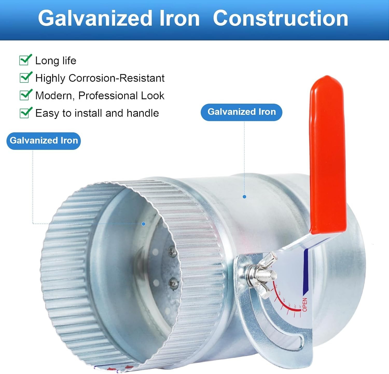 HVAC Manual Volume Damper – Galvanized Iron Construction