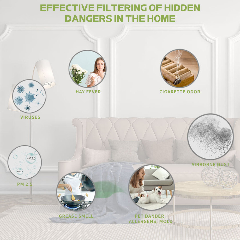 Home True HEPA Air Purifier Large Room Air Cleaner for Allergies Smoker Pet Dust