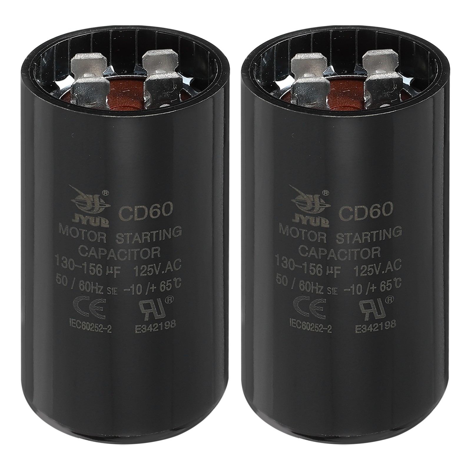 CD60 Capacitor 130-156 UF/Mfd 125VAC Run Motor Start Capacitor (Black 2Pcs)