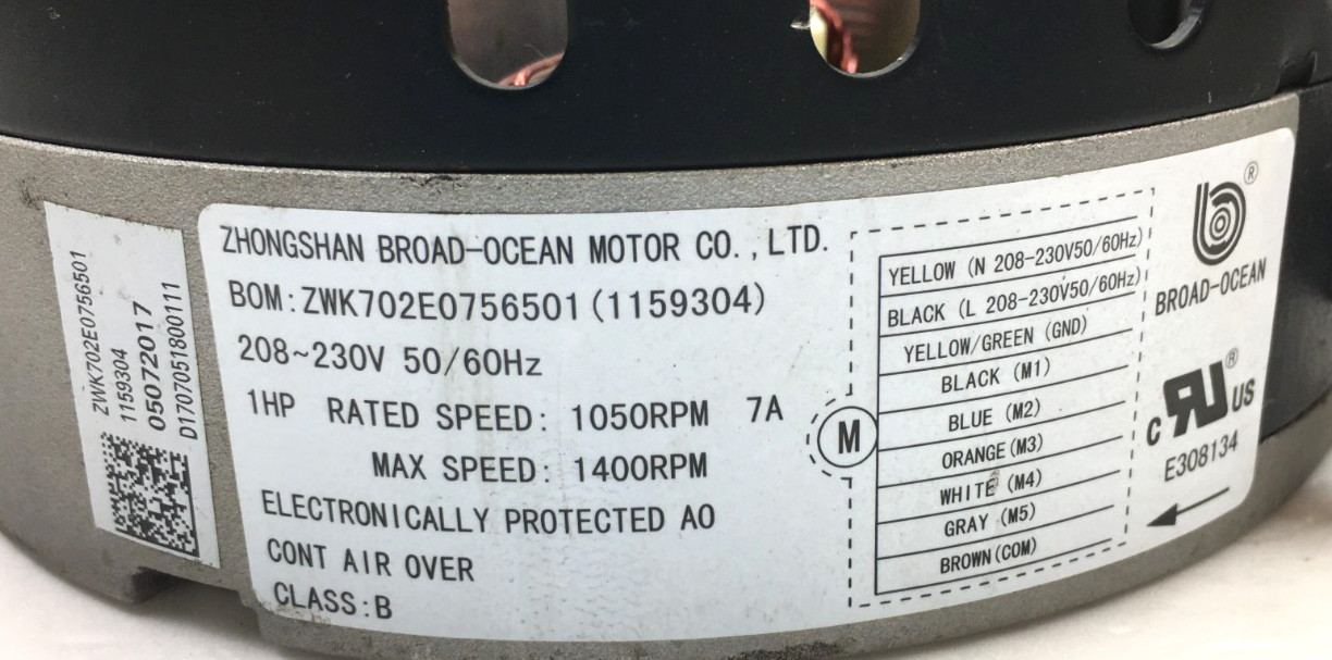 BROAD-OCEAN ZWK702E0756501 ECM Module ONLY S1-32436223474 230V 1HP used #W218