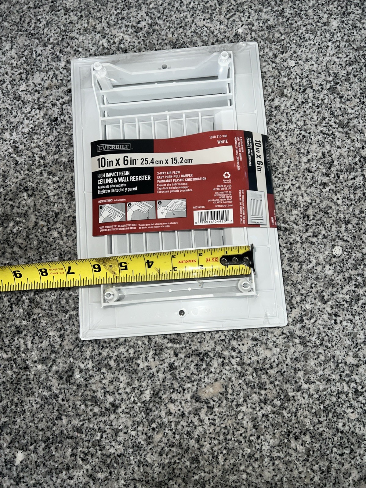 Everbilt 10×6 High Impact Resin Ceiling & Wall Register White RGC106RHD