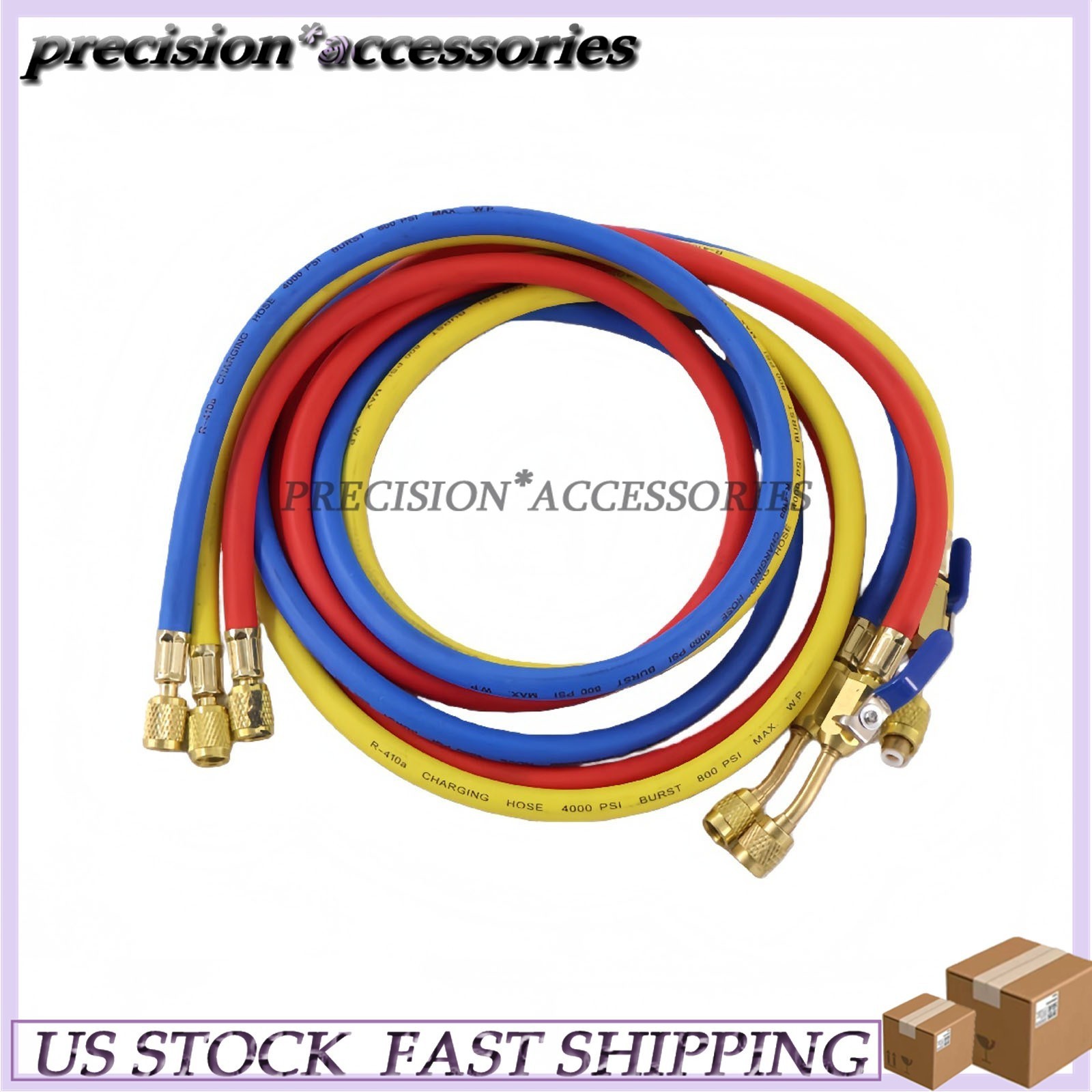 3Pack 29986 For R-410A Refrige Plus II 1/4″ Hose with Compact Ball Valve 72″