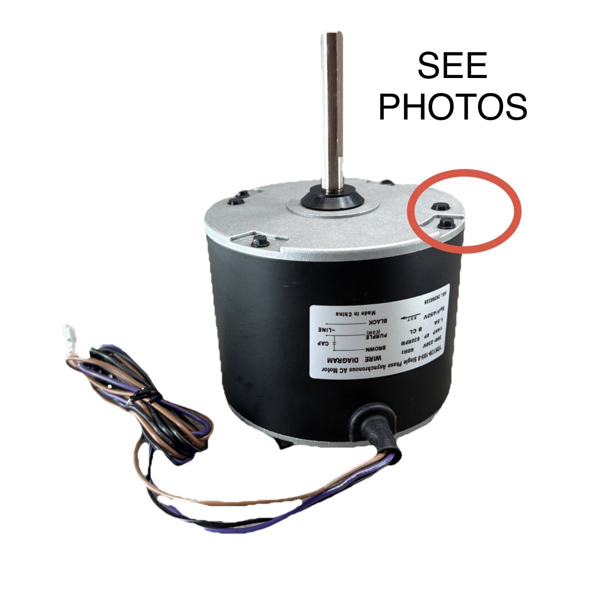 1/4 HP Condenser Fan Motor 0131M00061SP 830 RPM 230V YDK139-185-8 Broad Ocean