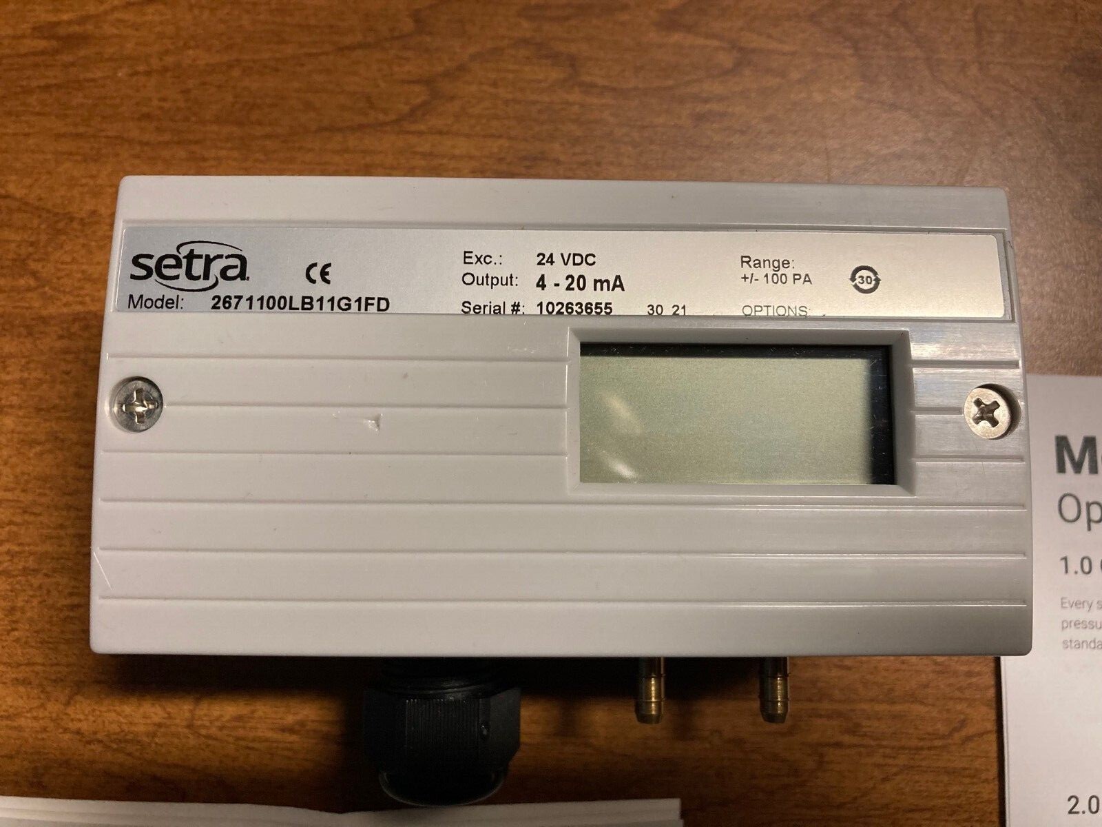 Setra 267 2671100LB11G1FD Digital Low Pressure Transducer Sensor