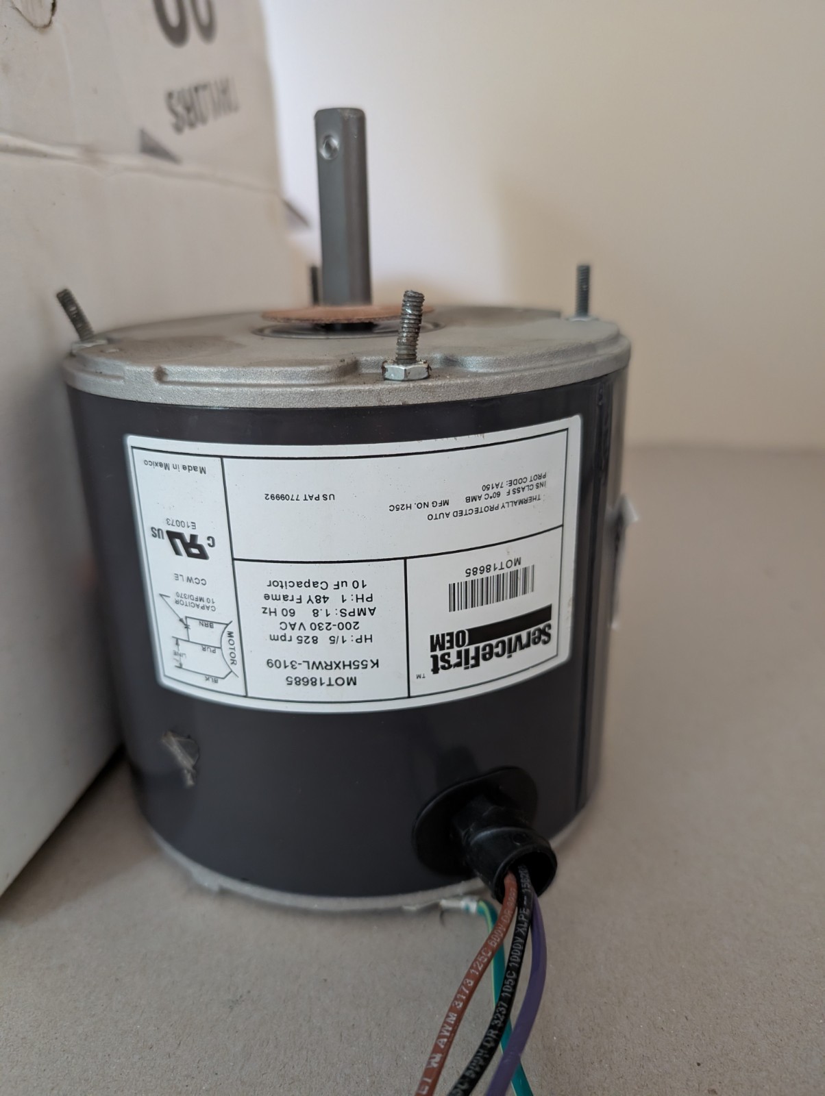 Service First OEM MOT18685 Condenser Fan Motor K55HXRWL-3109 1/5 HP 825 RPM 200-