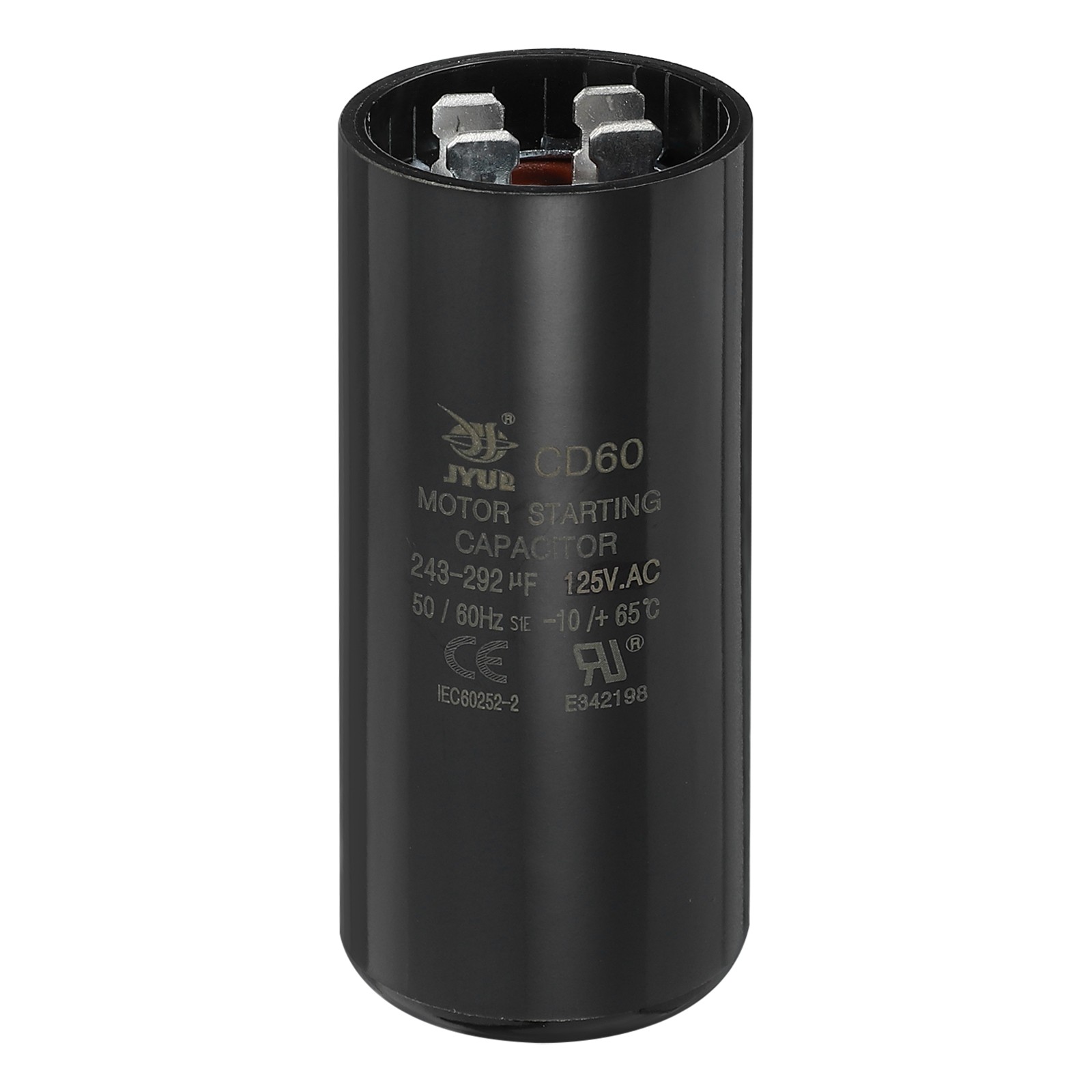 CD60 Capacitor 243-292 UF/Mfd, 125VAC Run Motor Start Capacitor, Black