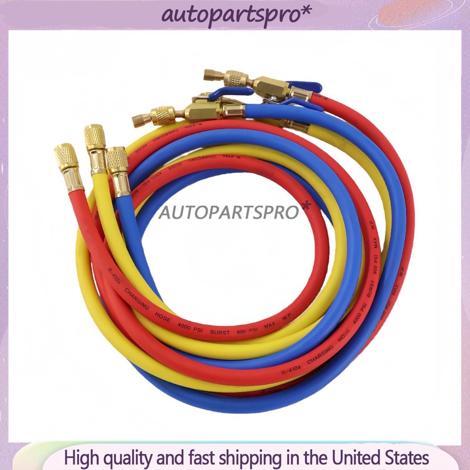 For R-410A Refrige 3Pack 29986 Plus II 1/4″ Hose with Compact Ball Valve 72″
