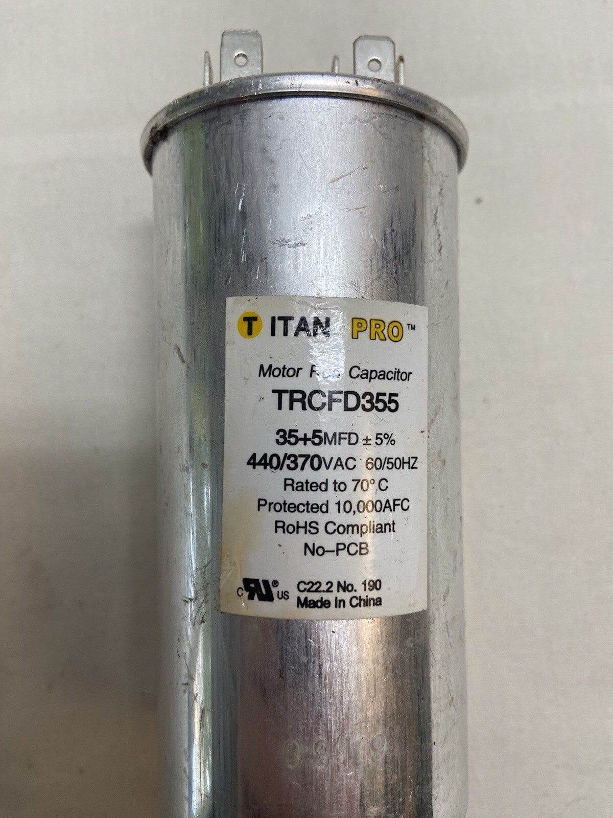 Packard TRCFD355 Titan PRO Run Capacitor 35+5 MFD 440/370 Volt, Round