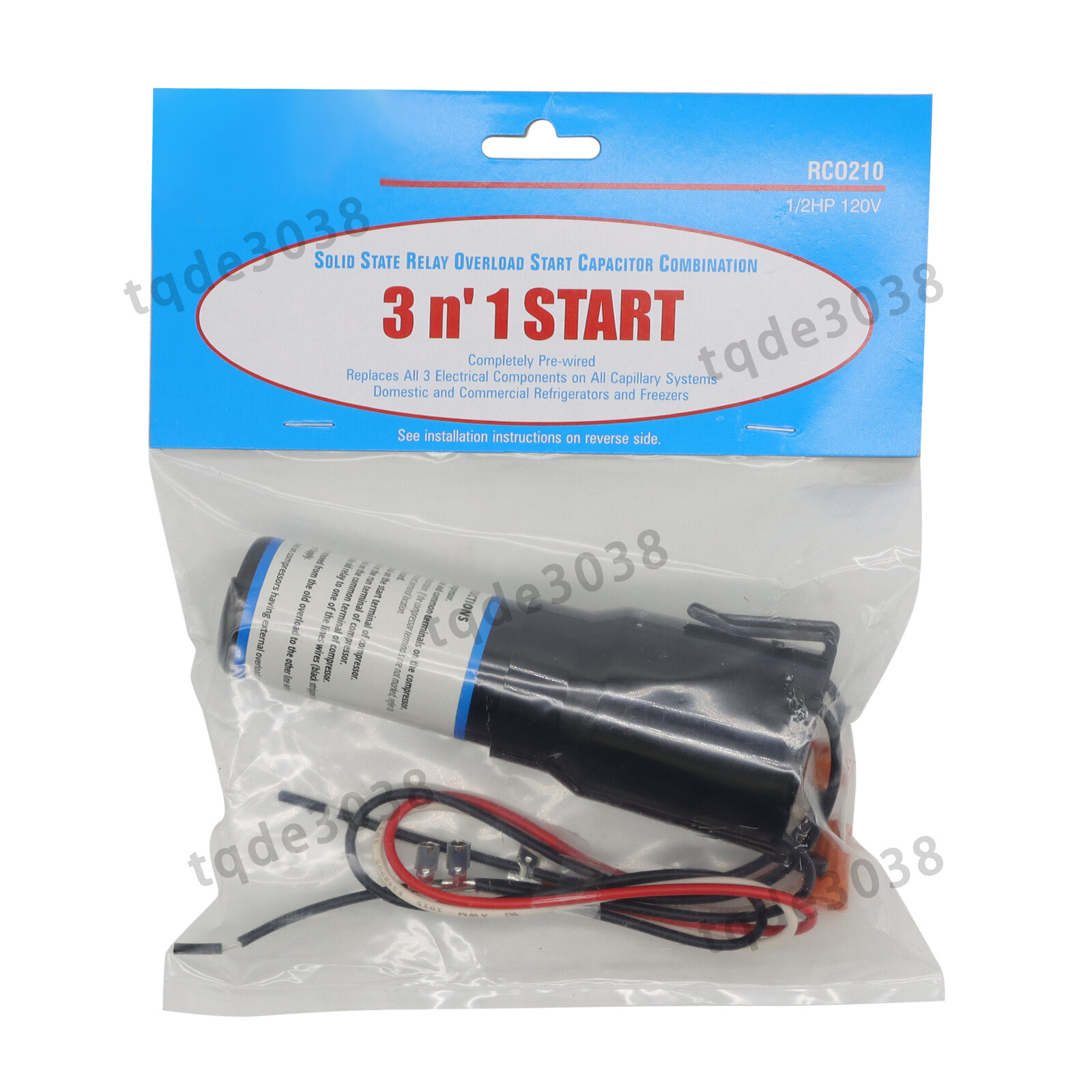2Pcs RCO210 3 in 1 Relay Hard Start Capacitor Kits Refrigerator 1/2 HP 115VAC