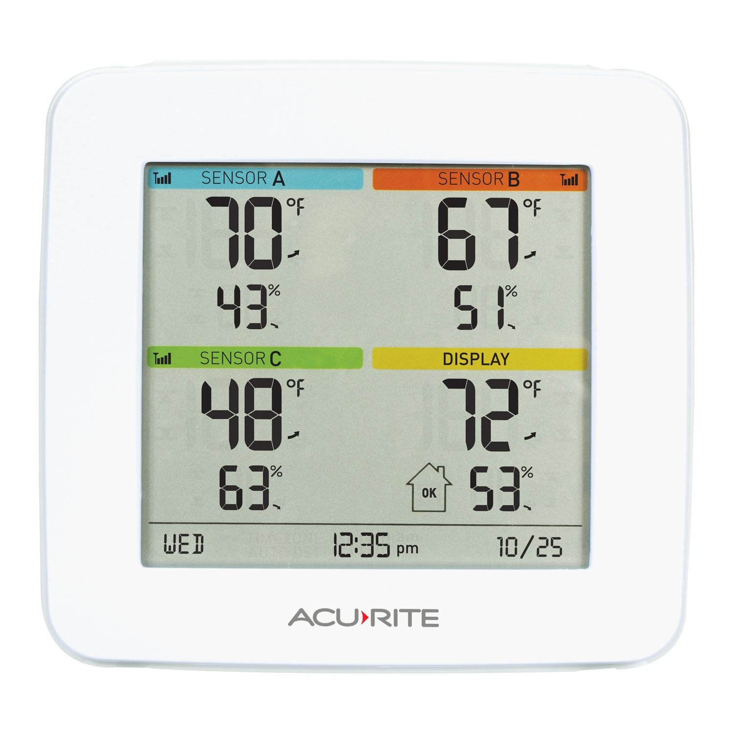 AcuRite 01094M Temperature & Humidity Station with 3 Indoor/Outdoor WHITE
