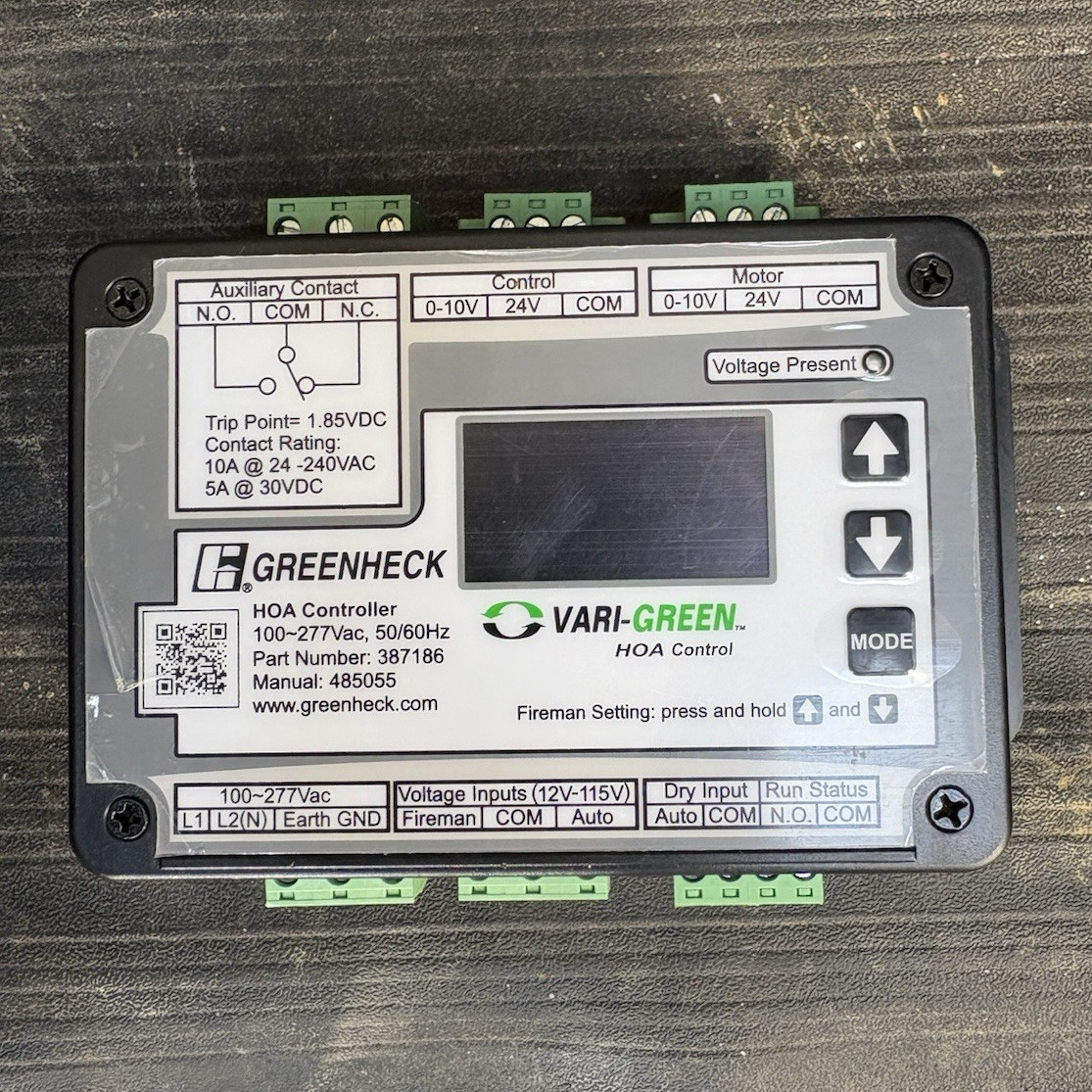 Greenheck VARI-GREEN HOA Controller 100-277VAC 10A HVAC Fan Module 387186