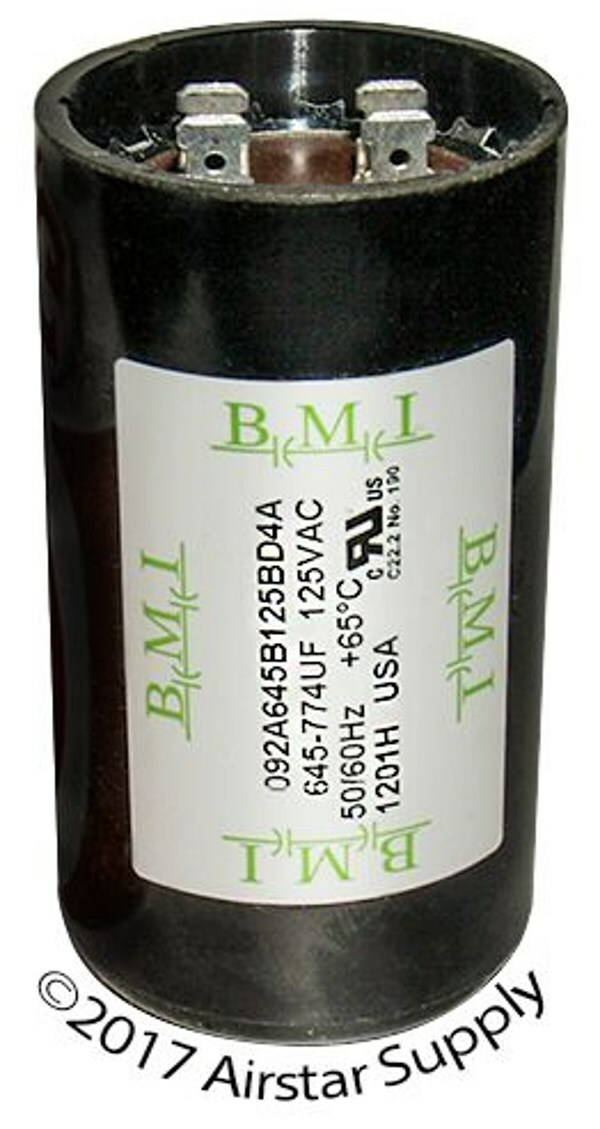645-774 uF x 125 VAC BMI 092A645B125BD4A Motor Start AC Capacitor w/ Resistor