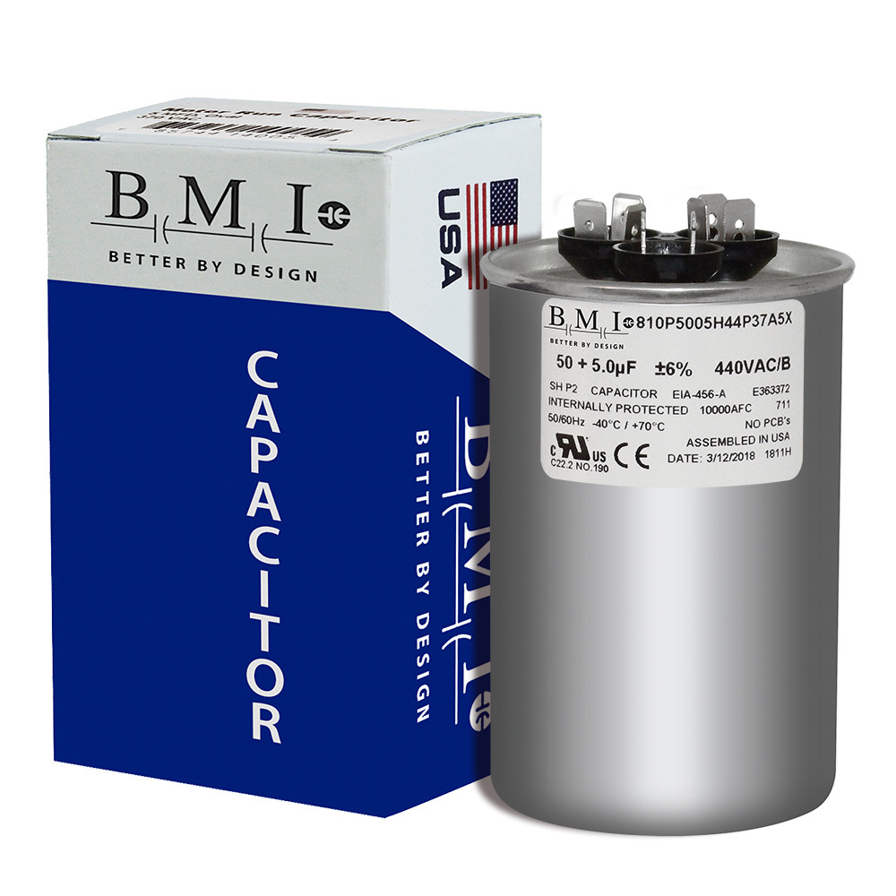 50 + 5 uF MFD x 370 / 440 VAC Motor Run Capacitor BMI 810P5005K44P37A5X USA