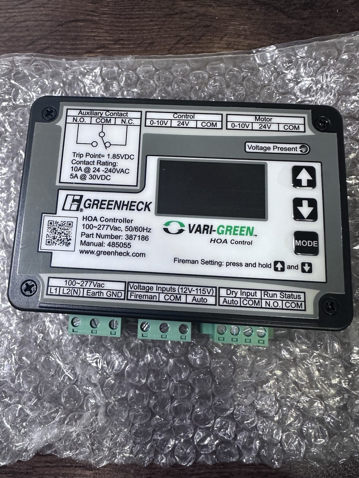 Greenheck 387186 Vari-Green HOA Control 100-277VAC 50/60 Hz