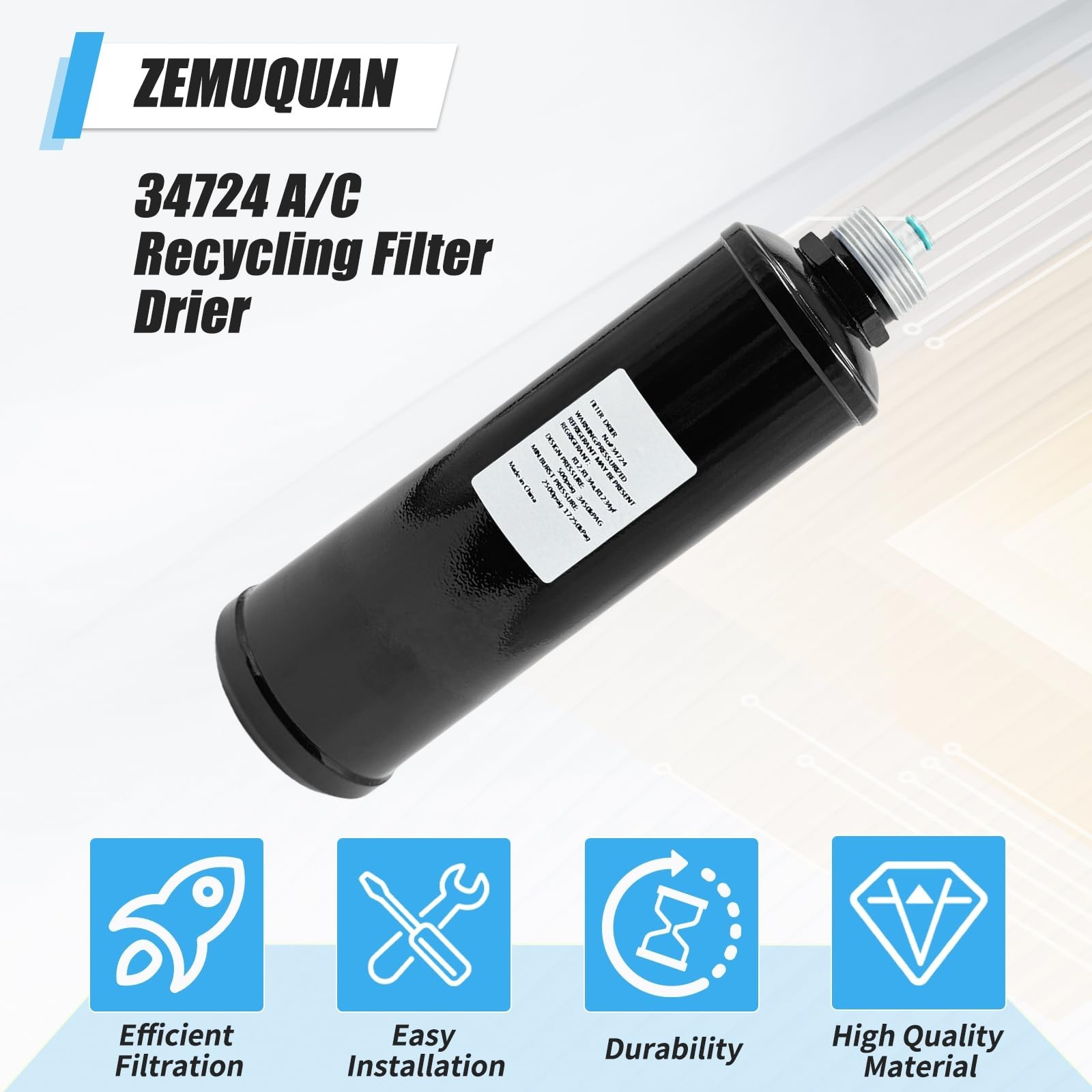 34724 A/C Recycling Filter-Drier Spin-on Filter Compatible with Robinair 34724 f