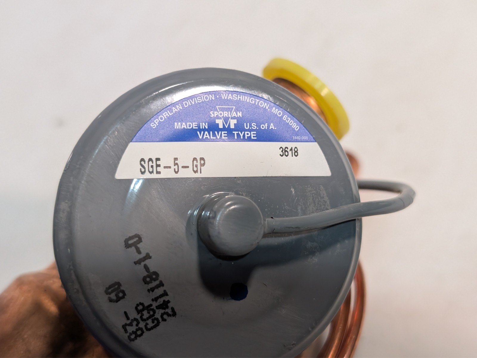 Sporlan SGE-5-GP TXV 5/8 x 1-1/8 ODF, 1/4 ODF ext eq, 60in cap tube as shown