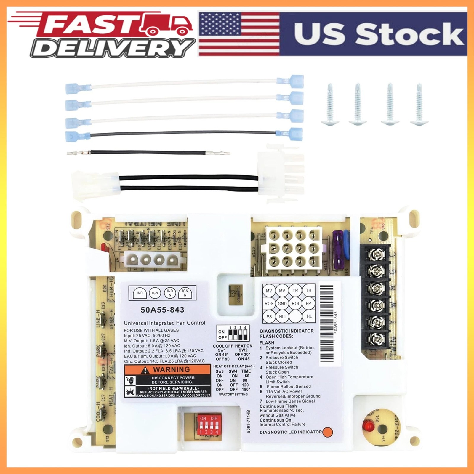 50A55-843 Furnace Ignition Control Module Ignition Board for White Rodgers New