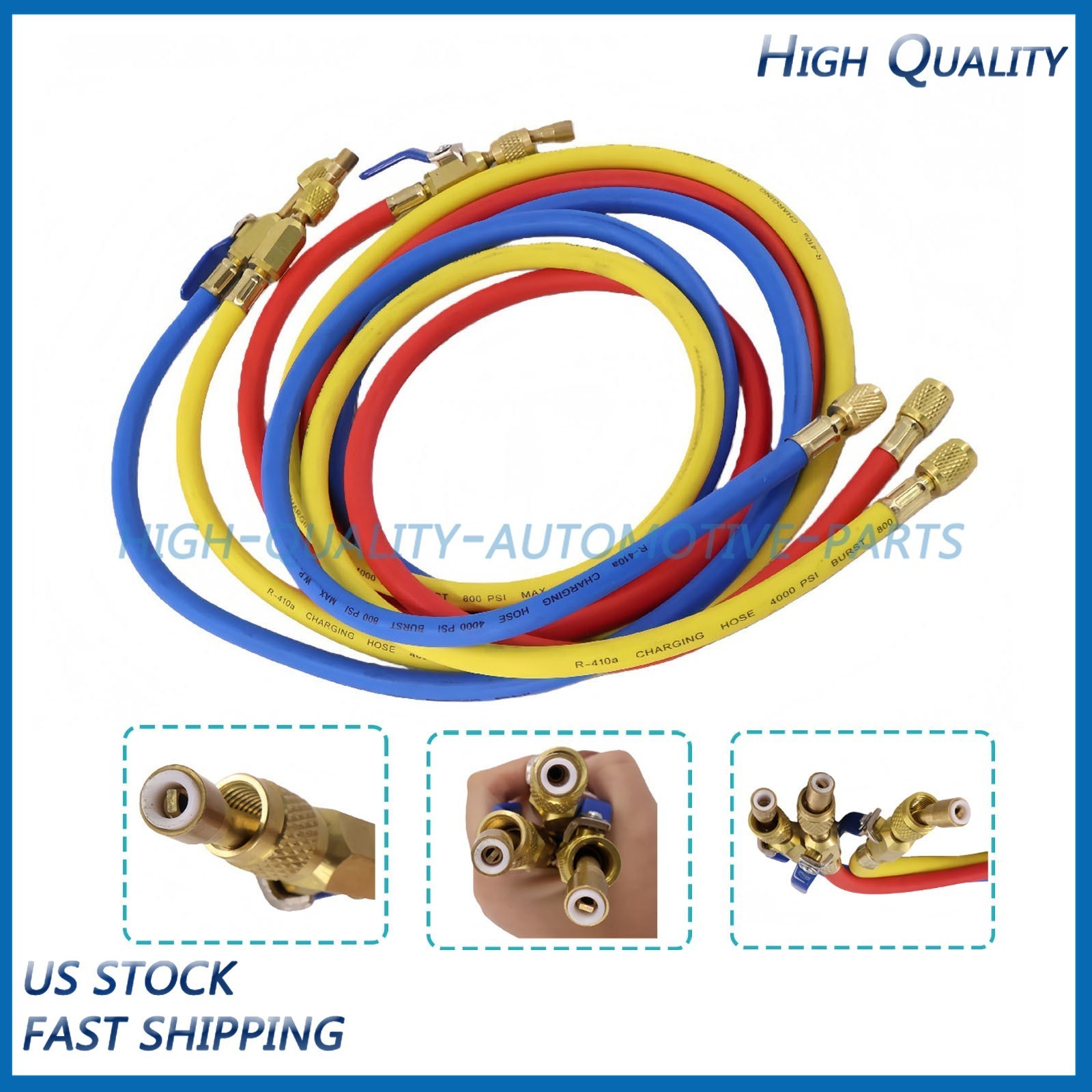 For R-410A Refrige 3Pack 29986 Plus II 1/4″ Hose with Compact Ball Valve 72″ NEW
