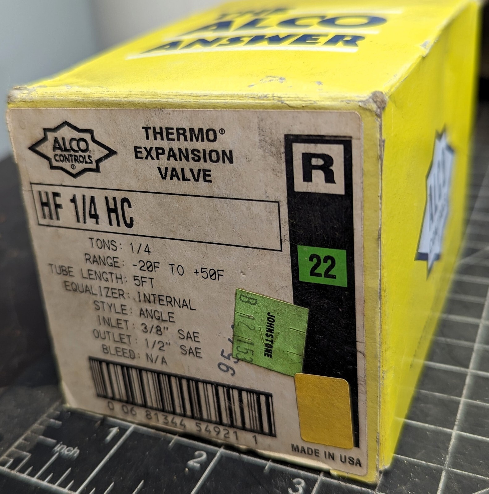 Alco / Emerson HF 1/4 HC Thermo Expansion Valve ¼ Ton 3/8 SAE ½ SAE [A6F1] #12
