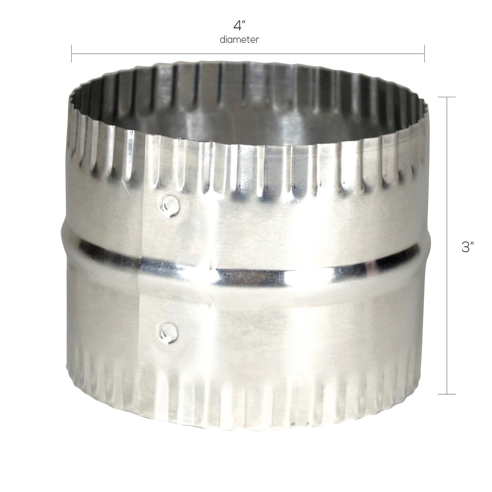 4 Inch Silver Duct Connector, Aluminum Bead Crimp