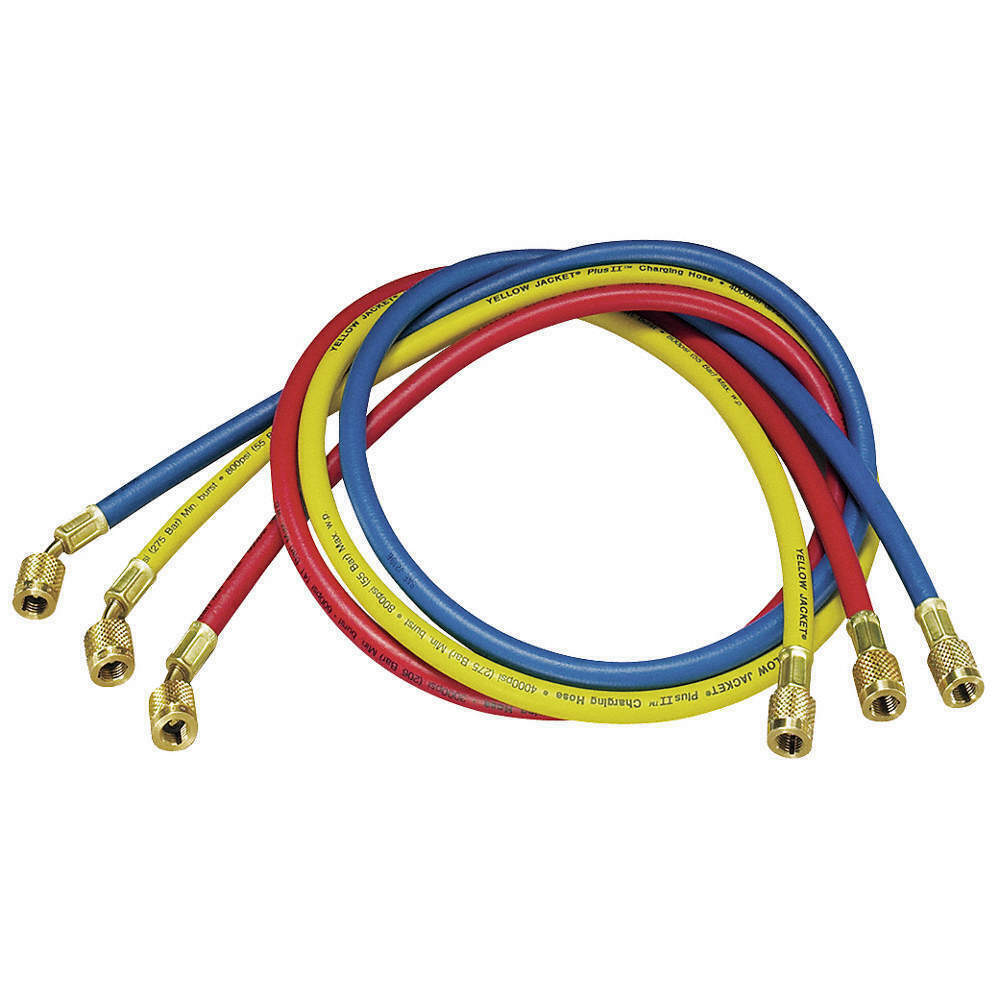 YELLOW JACKET, Ritchie Engineering 21985 Manifold Hose Set, 60″ Red,Yellow,Blue