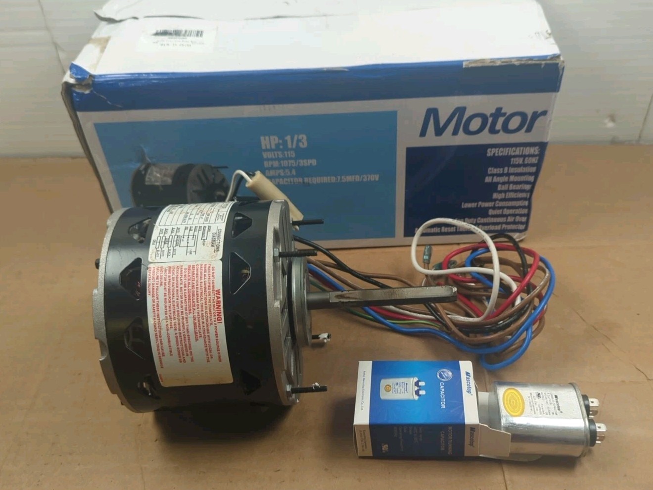 DL1036 Blower Motor 1/3 HP 1075 RPM 3-Speed 115V 4.9A 48 Frame Sleeve Bearing