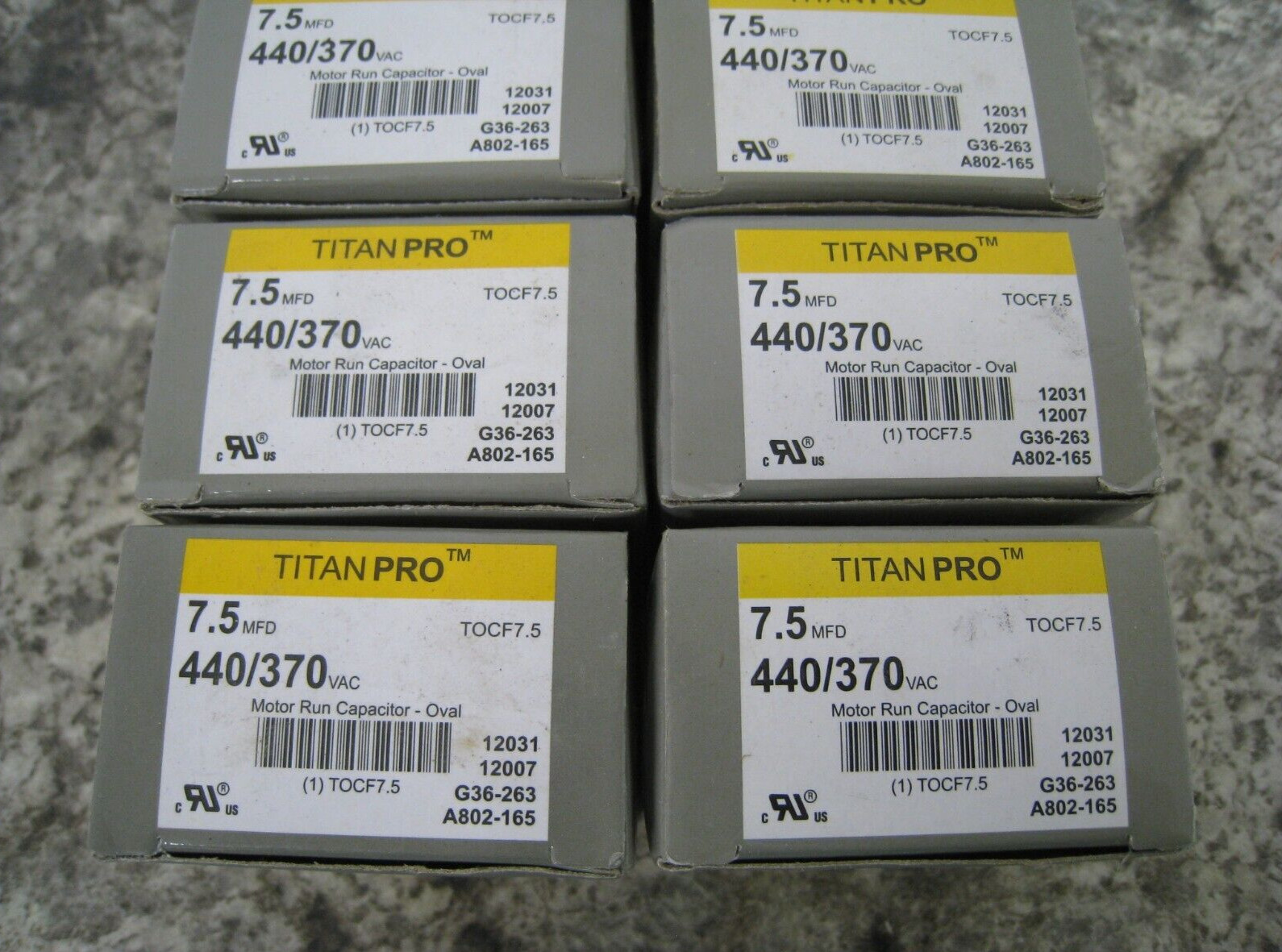 7 x New Titan Pro TOCF7.5 7.5MFD 440/370VAC Oval Motor Run Capacitor Lot