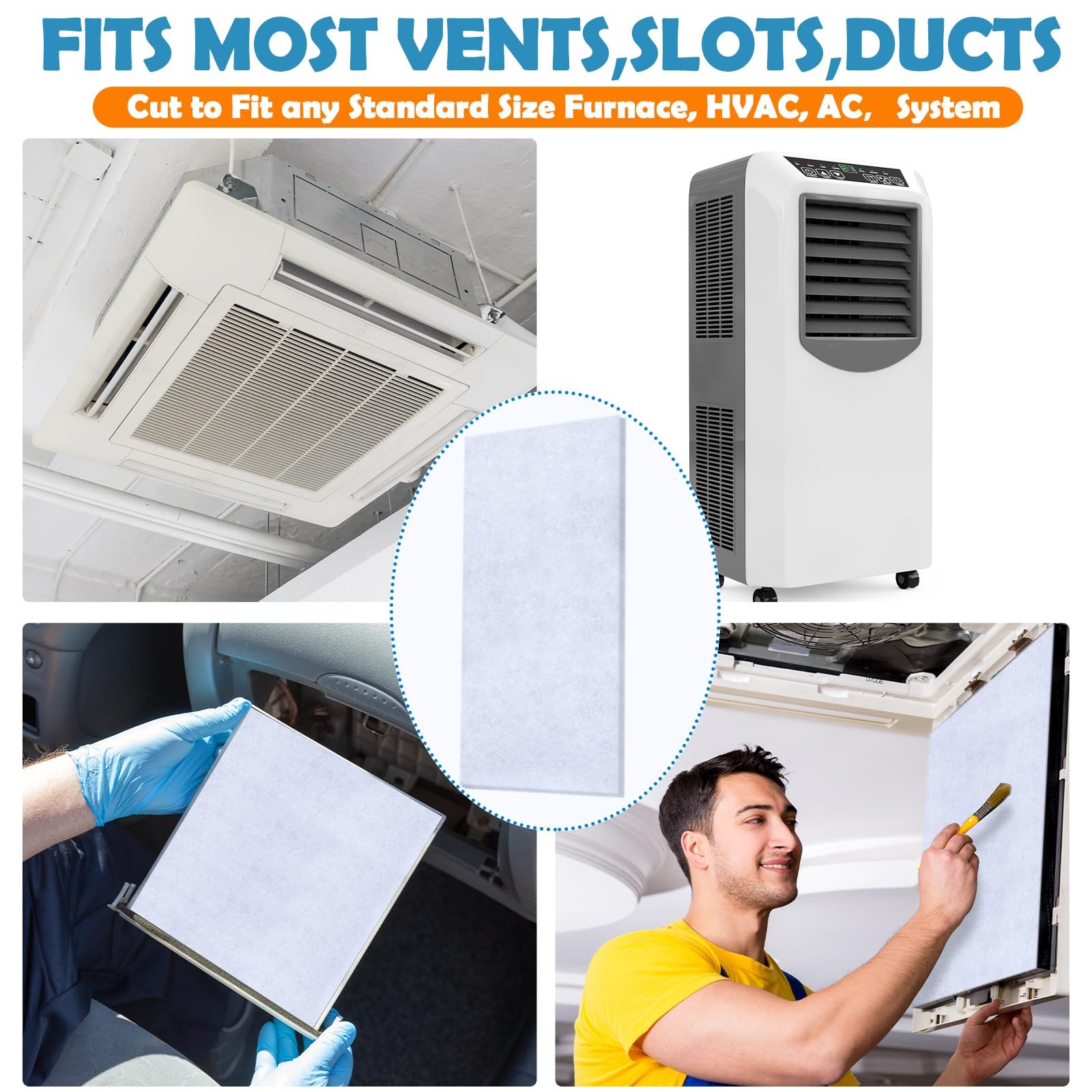 HunnmingRe 18” x 120” Air Vent Filters Polyester Floor 9.1″ x 10.6″ x 1.3″